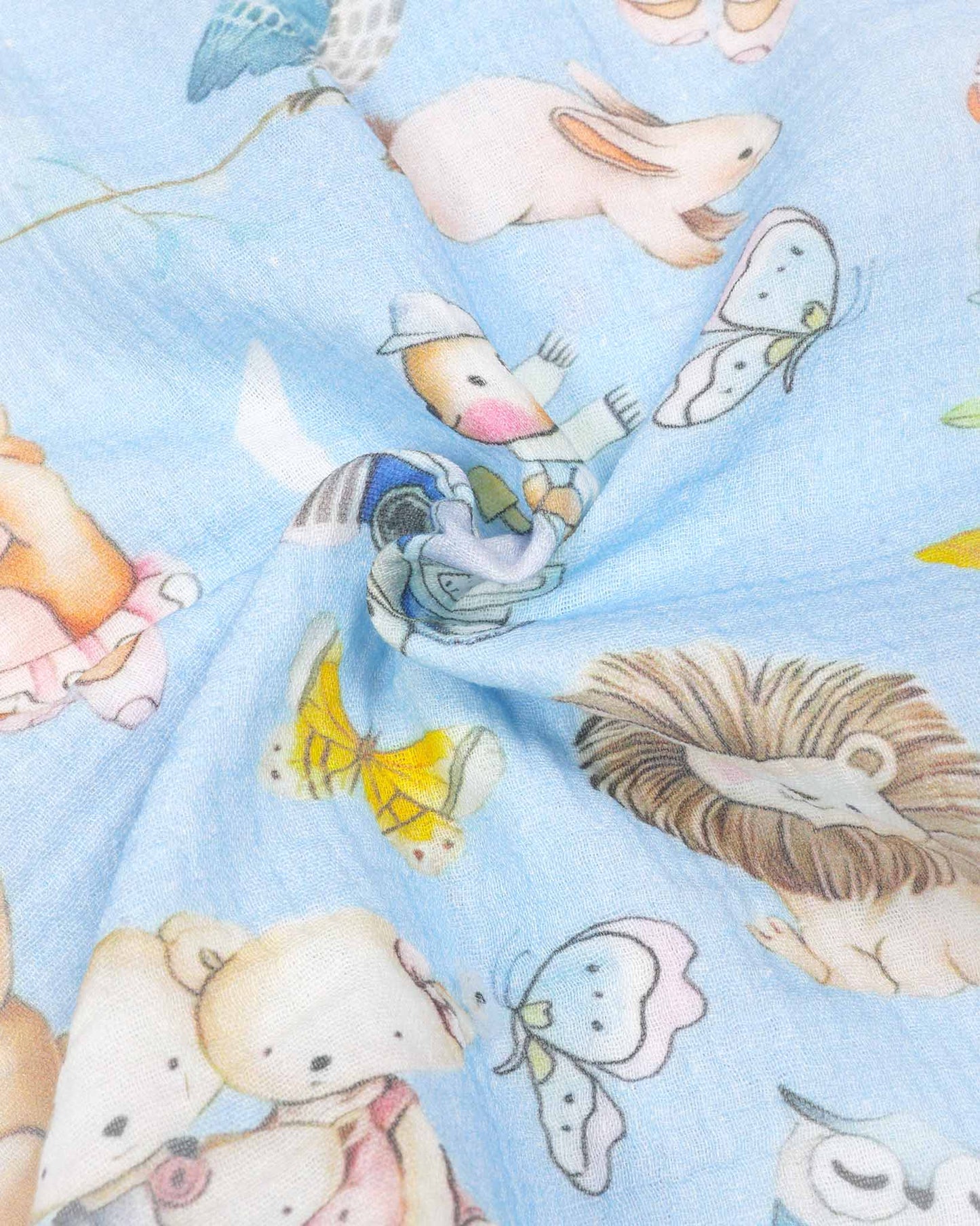Baby Bear Life Printed Muslin Night Suit - Baby Blue