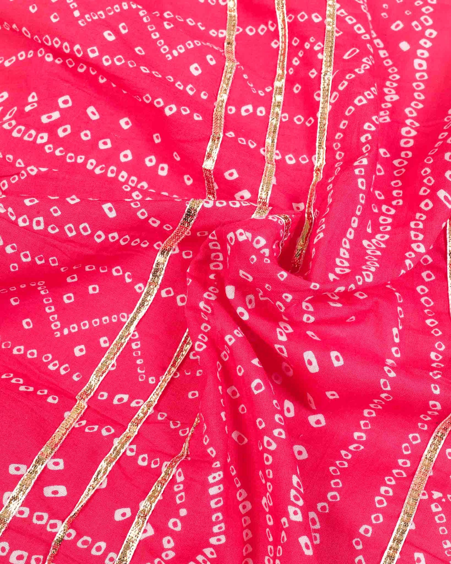 Embroidered Crop Top & Bandhani Skirt Style Lehenga Set