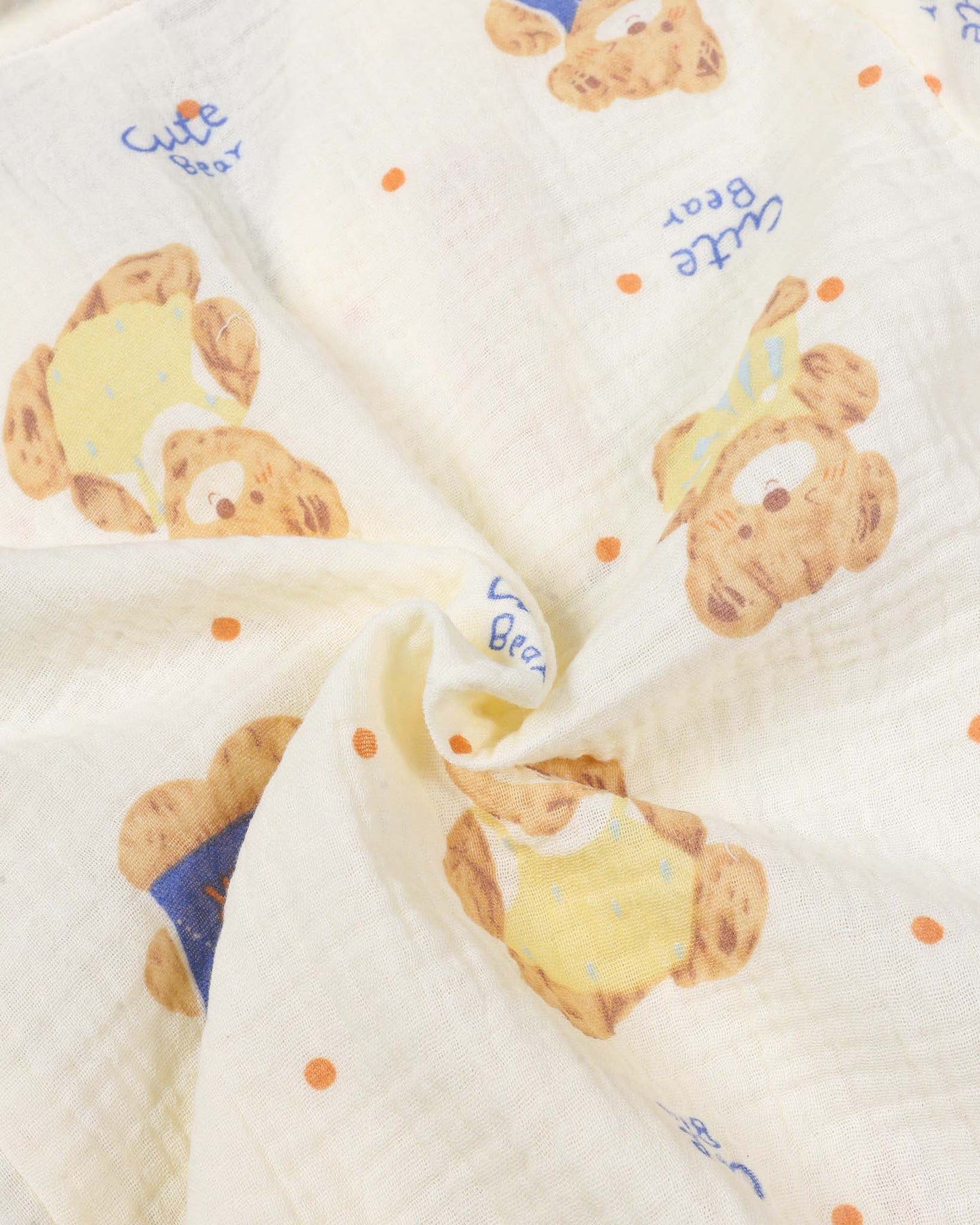 Cute Bear Printed Muslin Night Suit