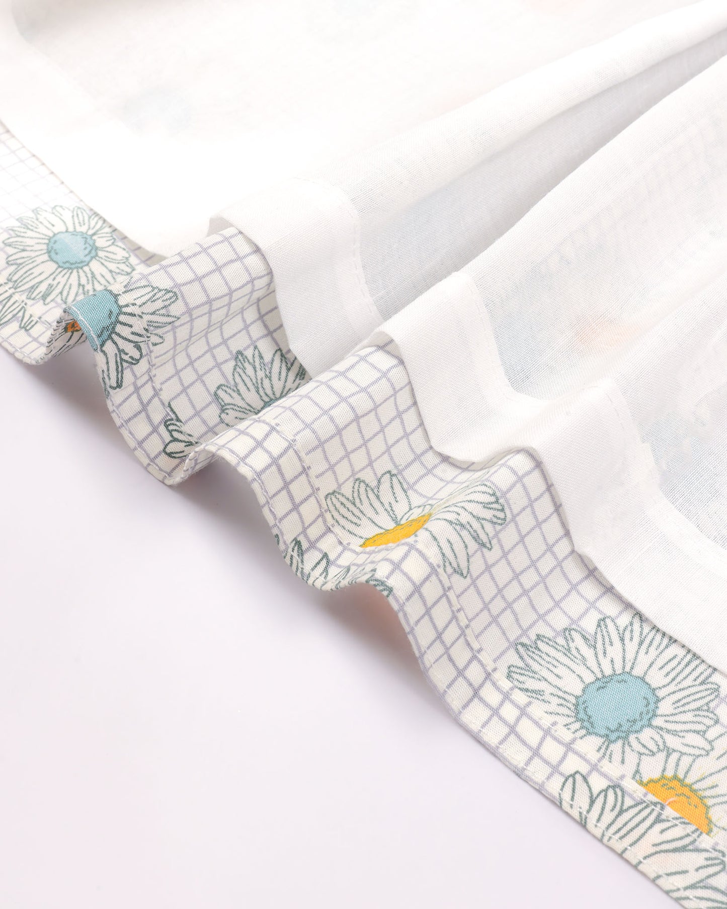Flower Check Print Frock Dress with Belt Detai