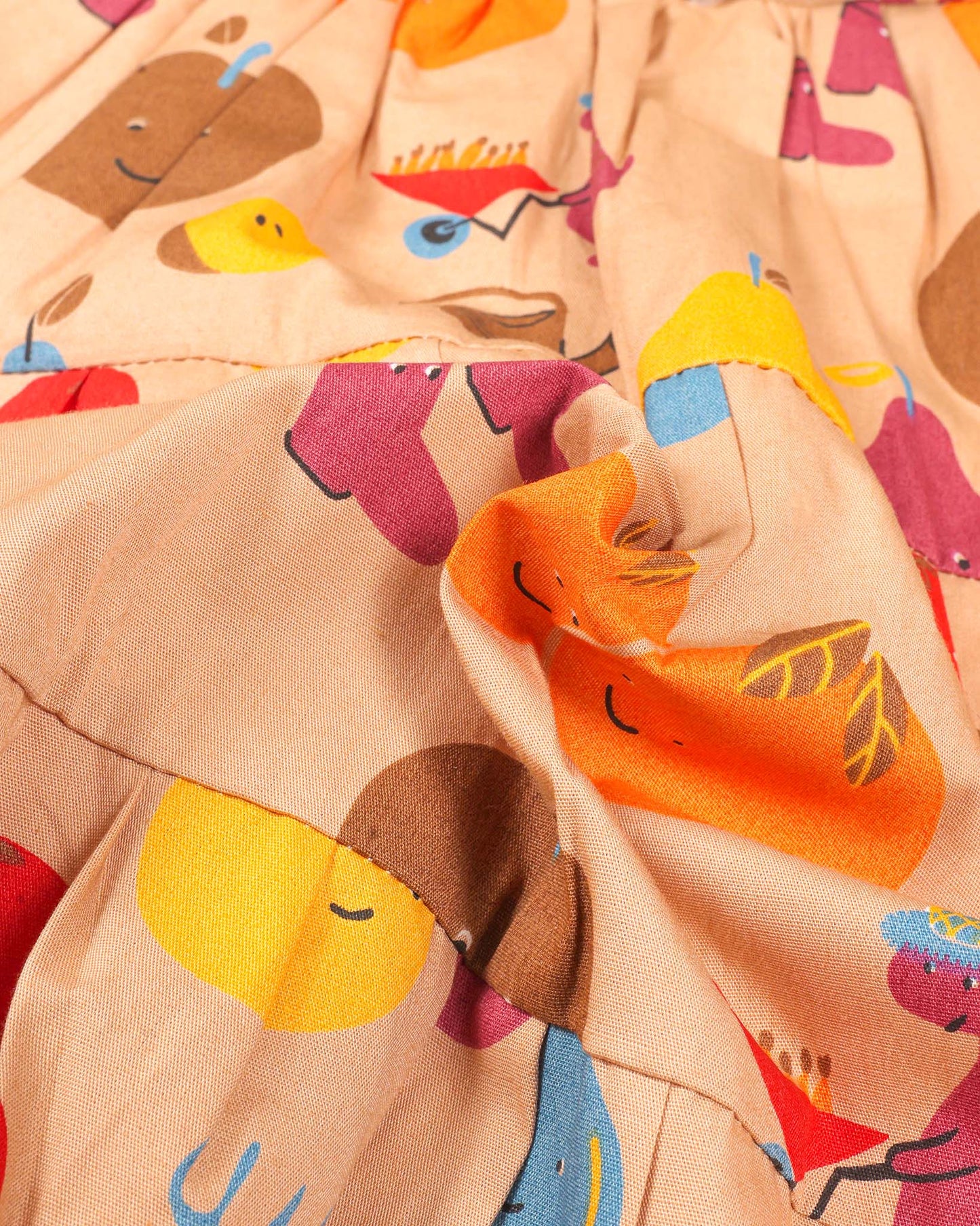Garden Fruit Print Tiered Frock Dress