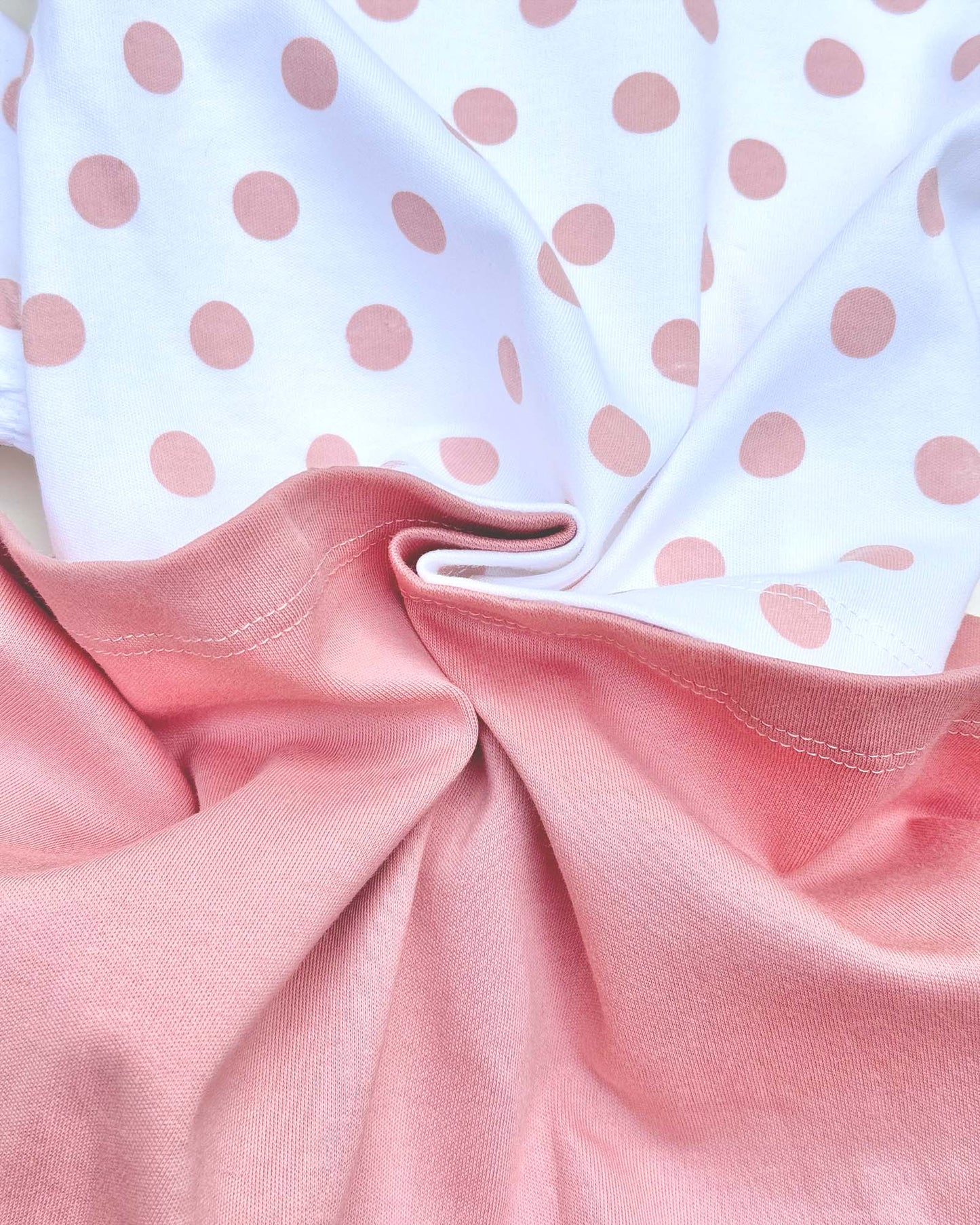 Knitted Frock with Applique Embroidery & Polka Dot Print