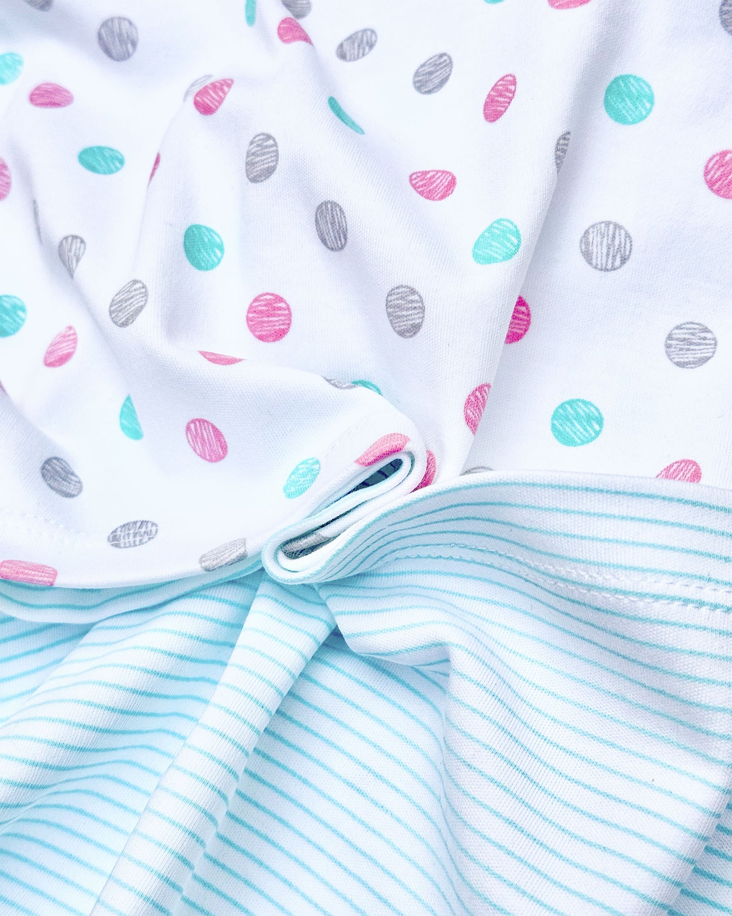 Knitted Frock with Applique Embroidery & Small Polka Dot Print