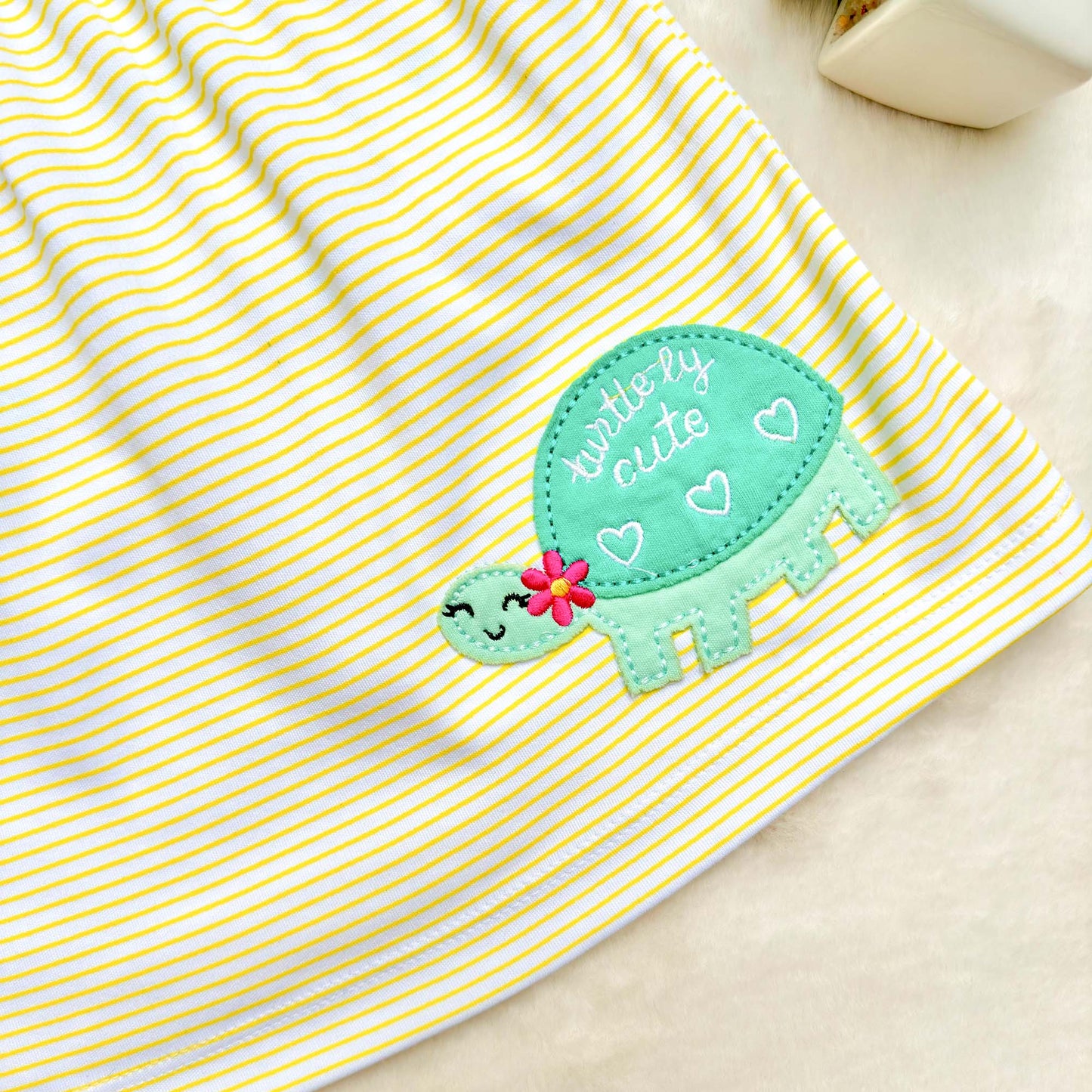 Knitted Frock with Applique Embroidery & Small Polka Dot Print