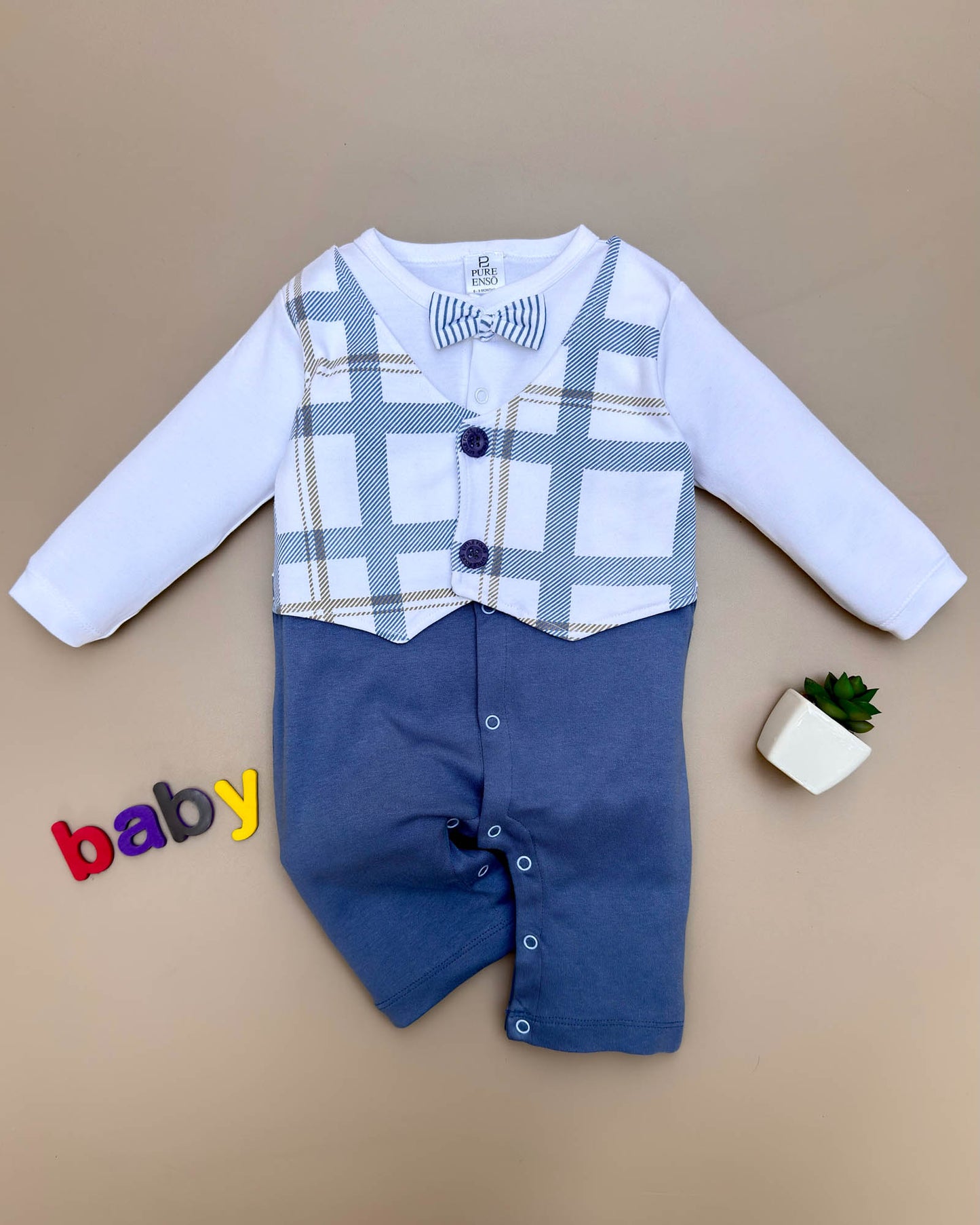 Full Body Knitted Romper With Bow Tie