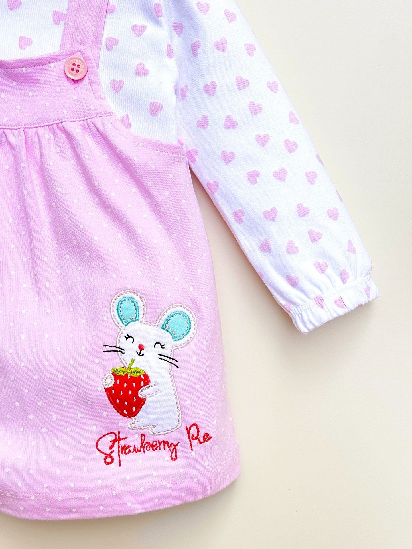 Knitted Frock with Appliqué Embroidery & Heart Print