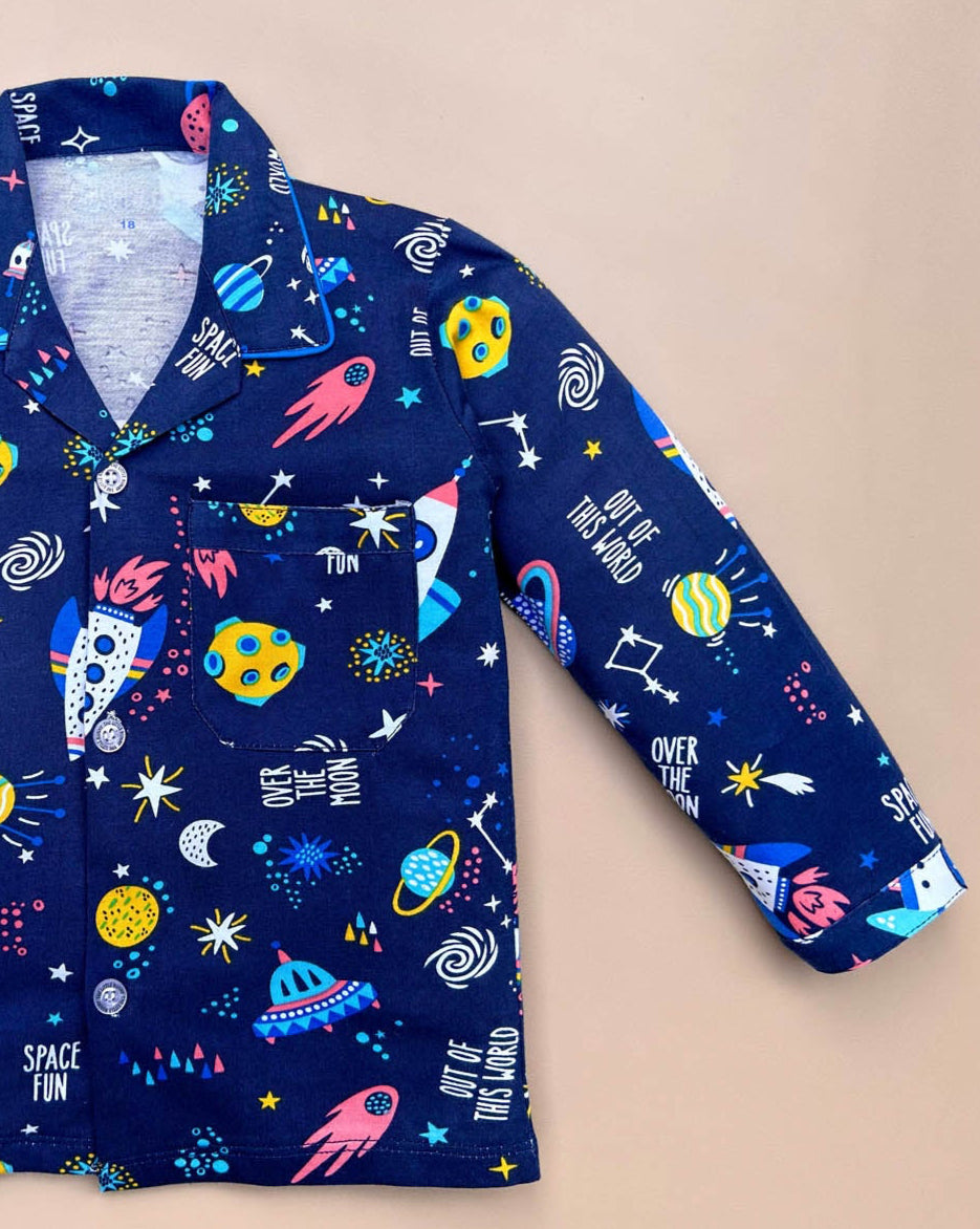 Space Adventure Printed Hosiery Night Suit