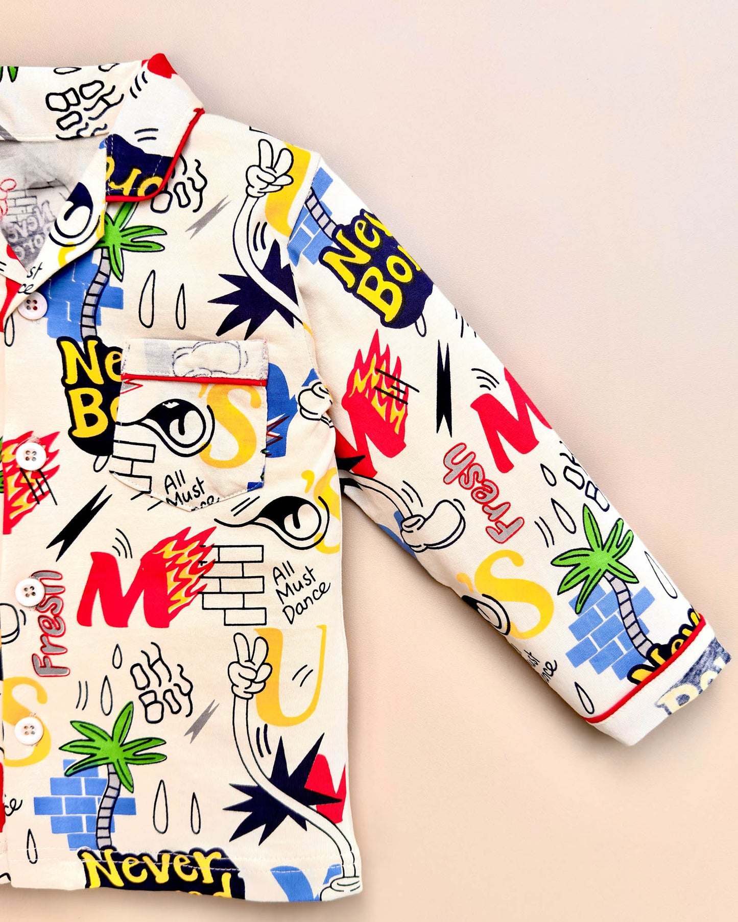 Funky Printed Full Sleeves Hosiery Printed Night Suit