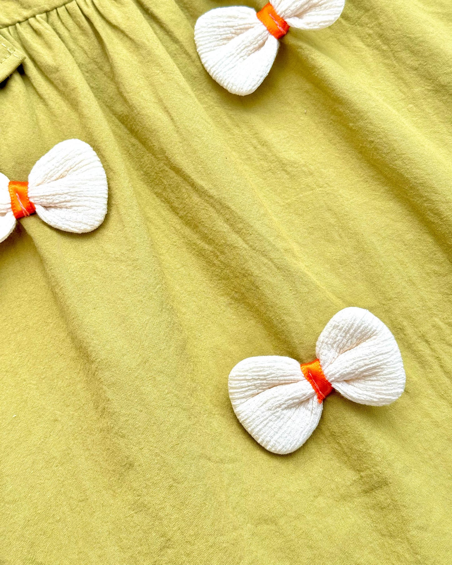 Polka Dotprint Bow Applique Casual Frock