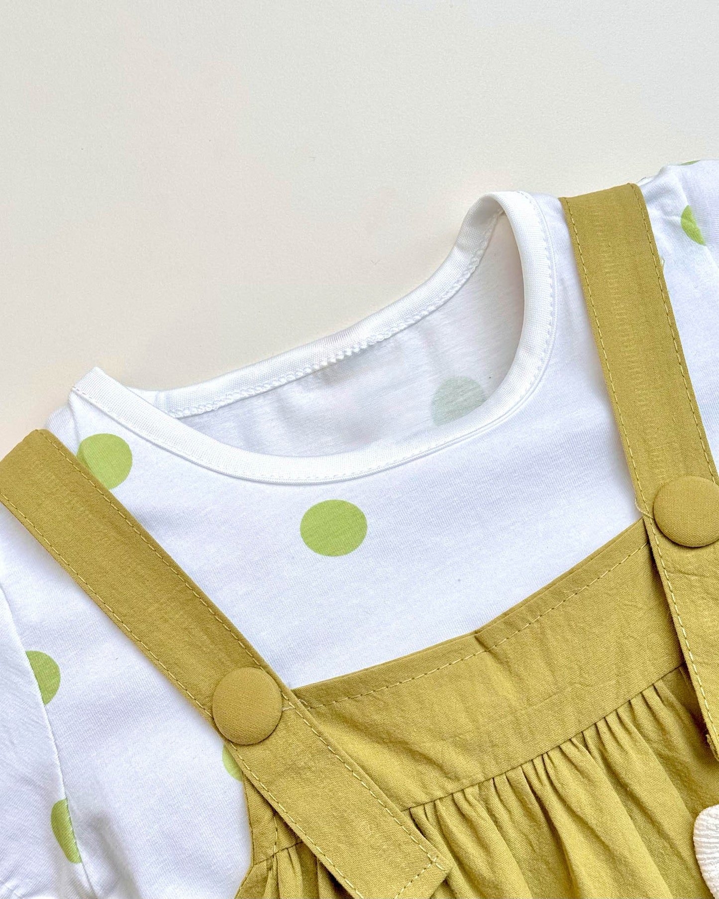 Polka Dotprint Bow Applique Casual Frock