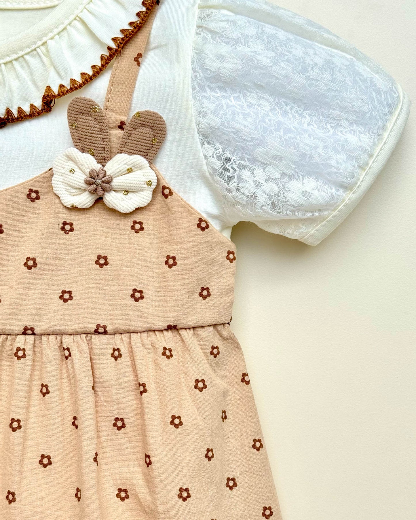 Flower Print Ruffled Neckline Casual Frock