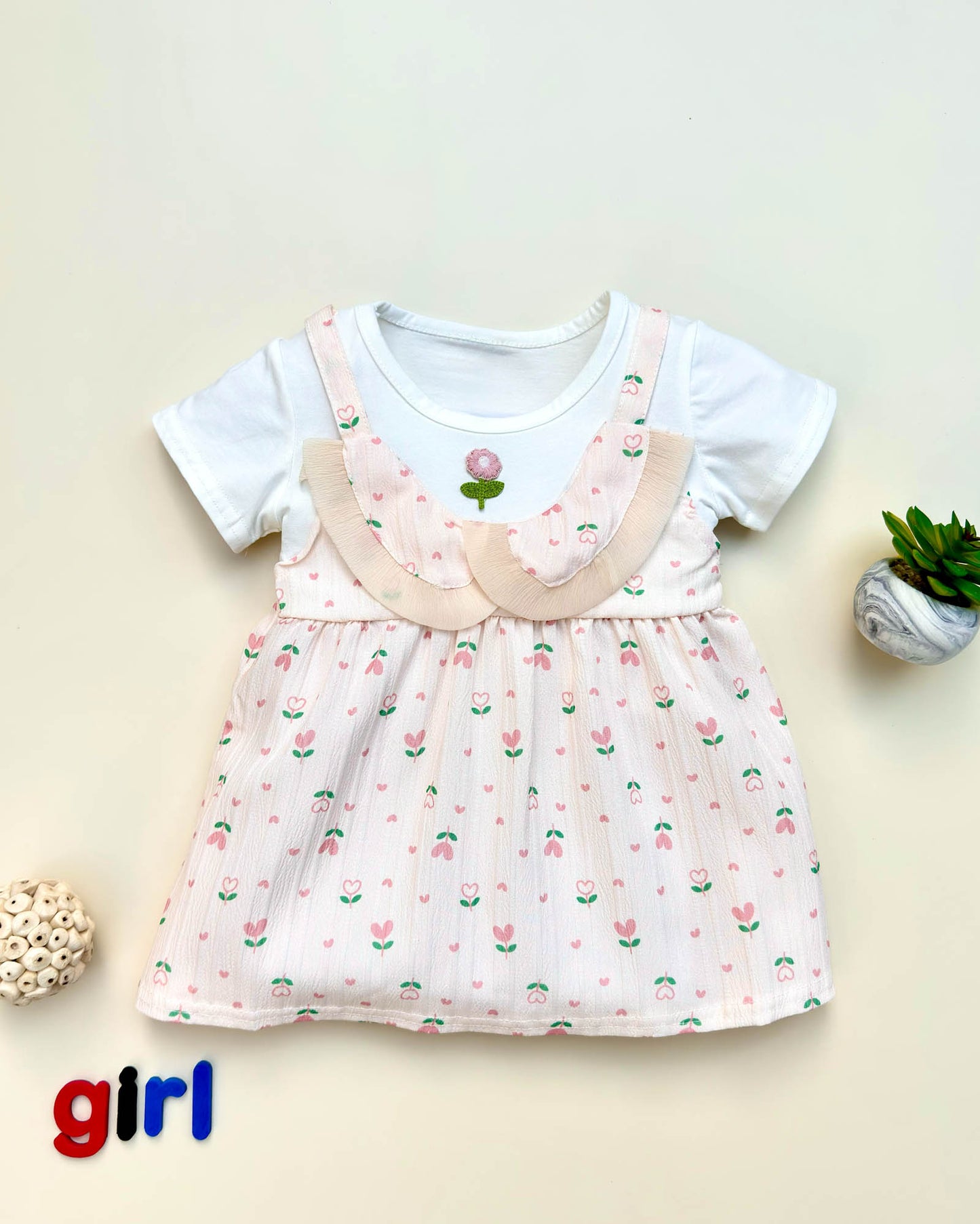 Floral Print Embroidered Casual Frock