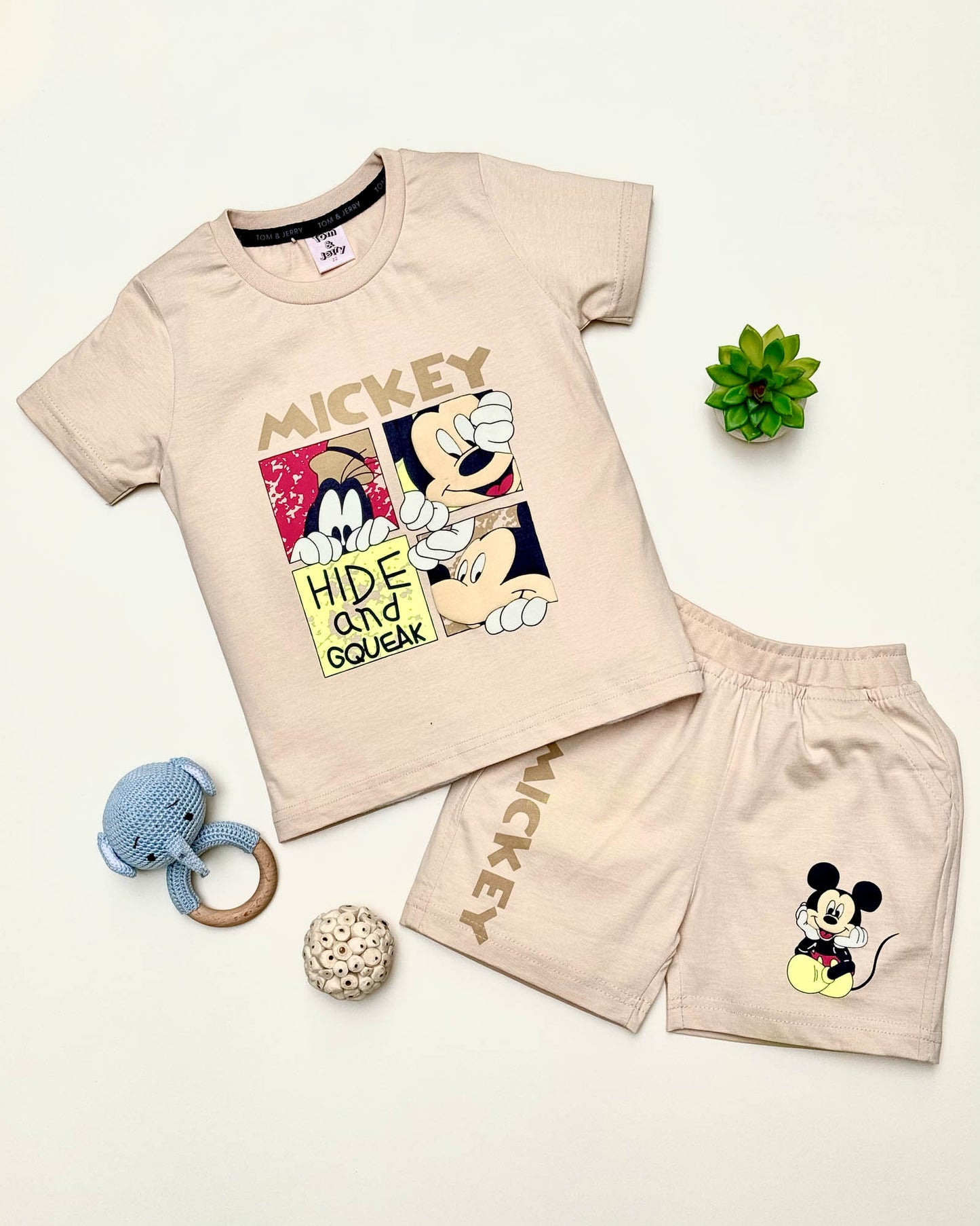 Micky Mouse Printed Shorts T-Shirt Co-Ord Set