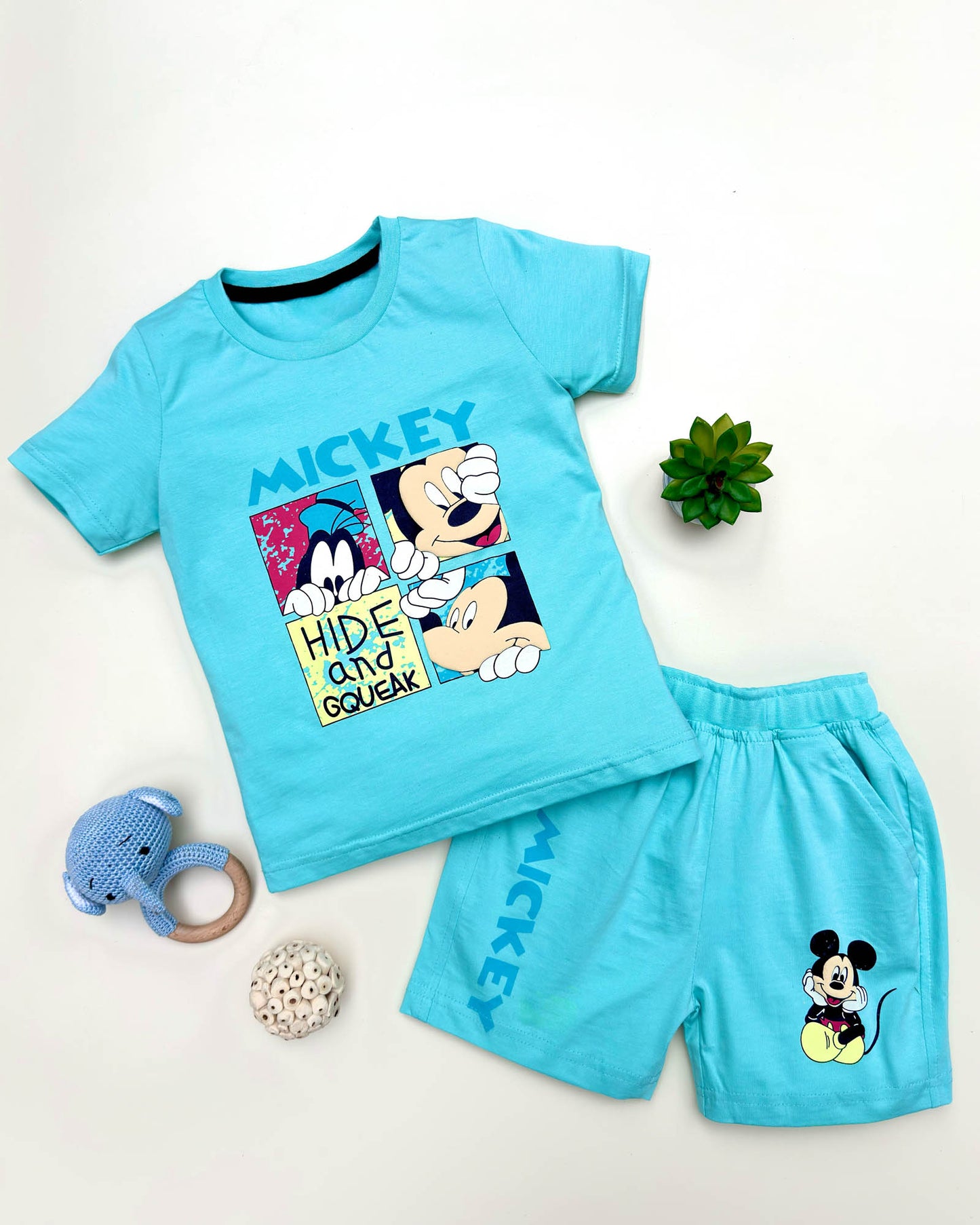Micky Mouse Printed Shorts T-Shirt Co-Ord Set