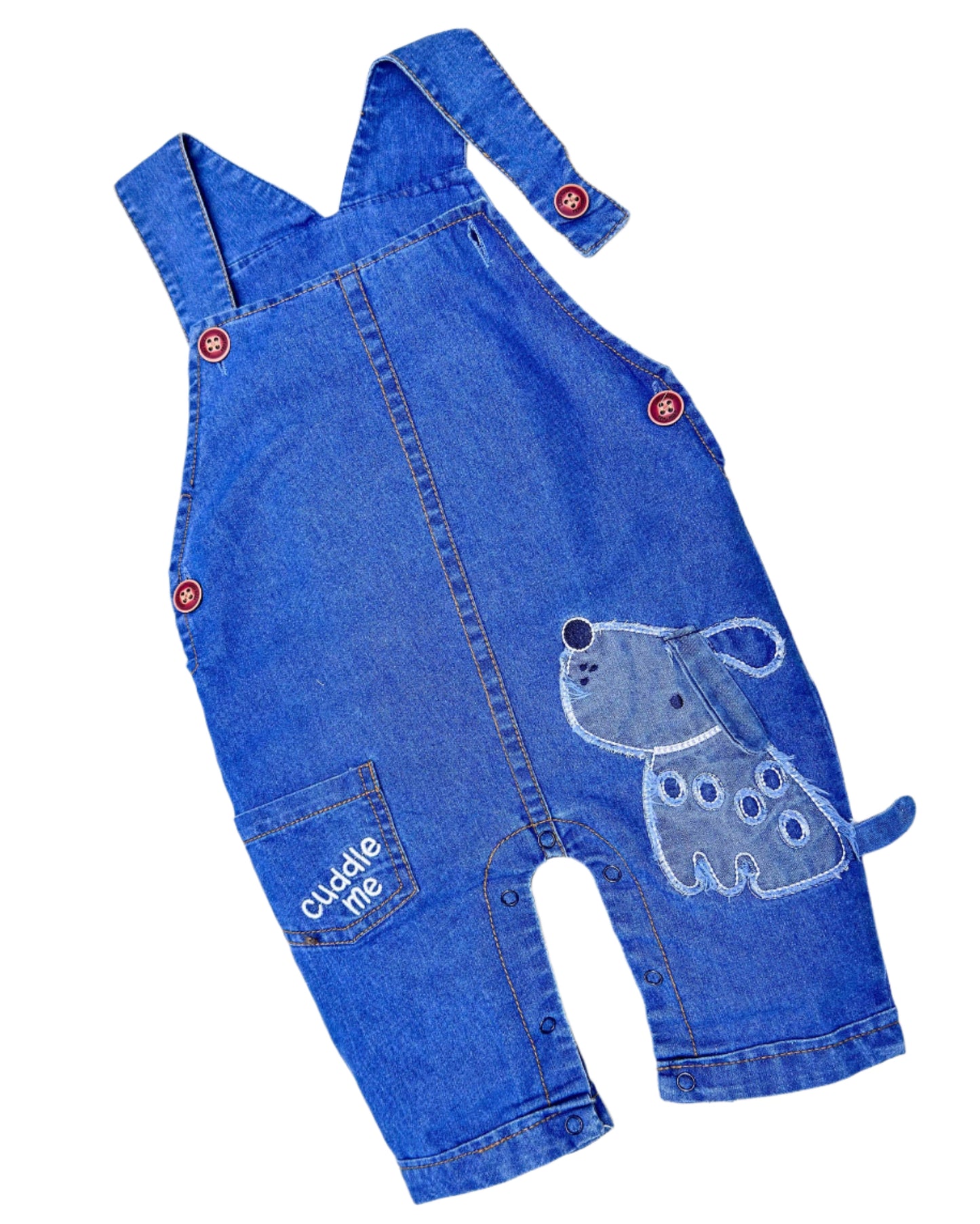 Printed T-Shirt With Denim Dungaree Romper & Applique Embroidery