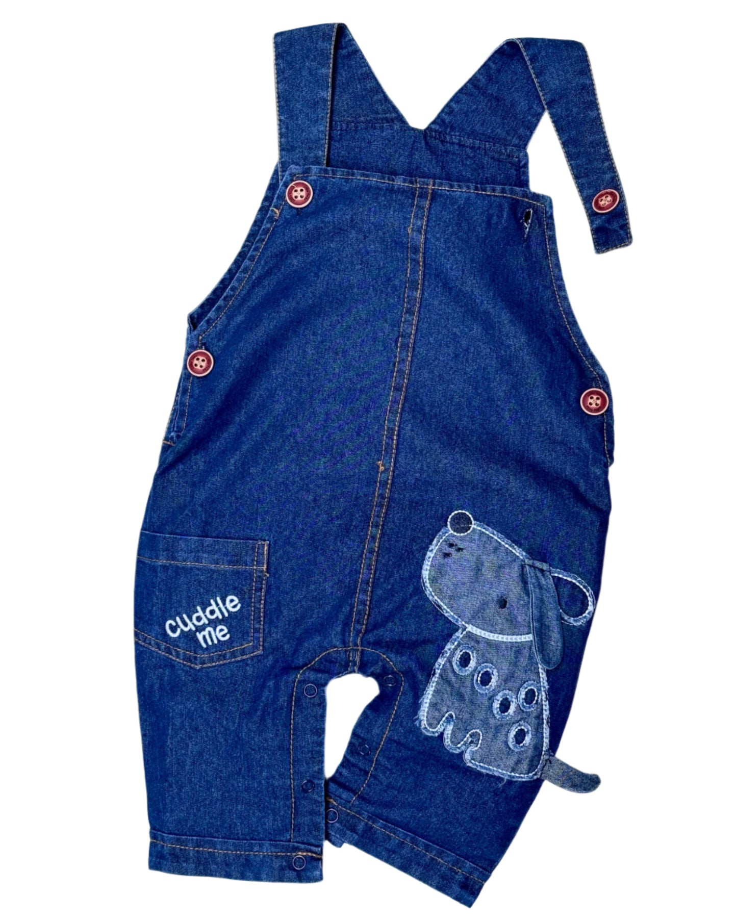 Printed T-Shirt With Denim Dungaree Romper & Applique Embroidery