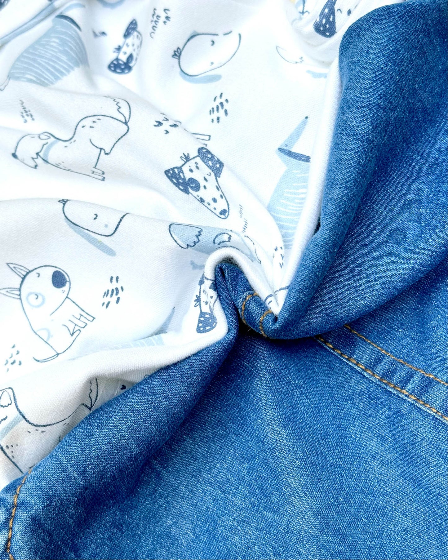 Printed T-Shirt With Denim Dungaree Romper & Applique Embroidery