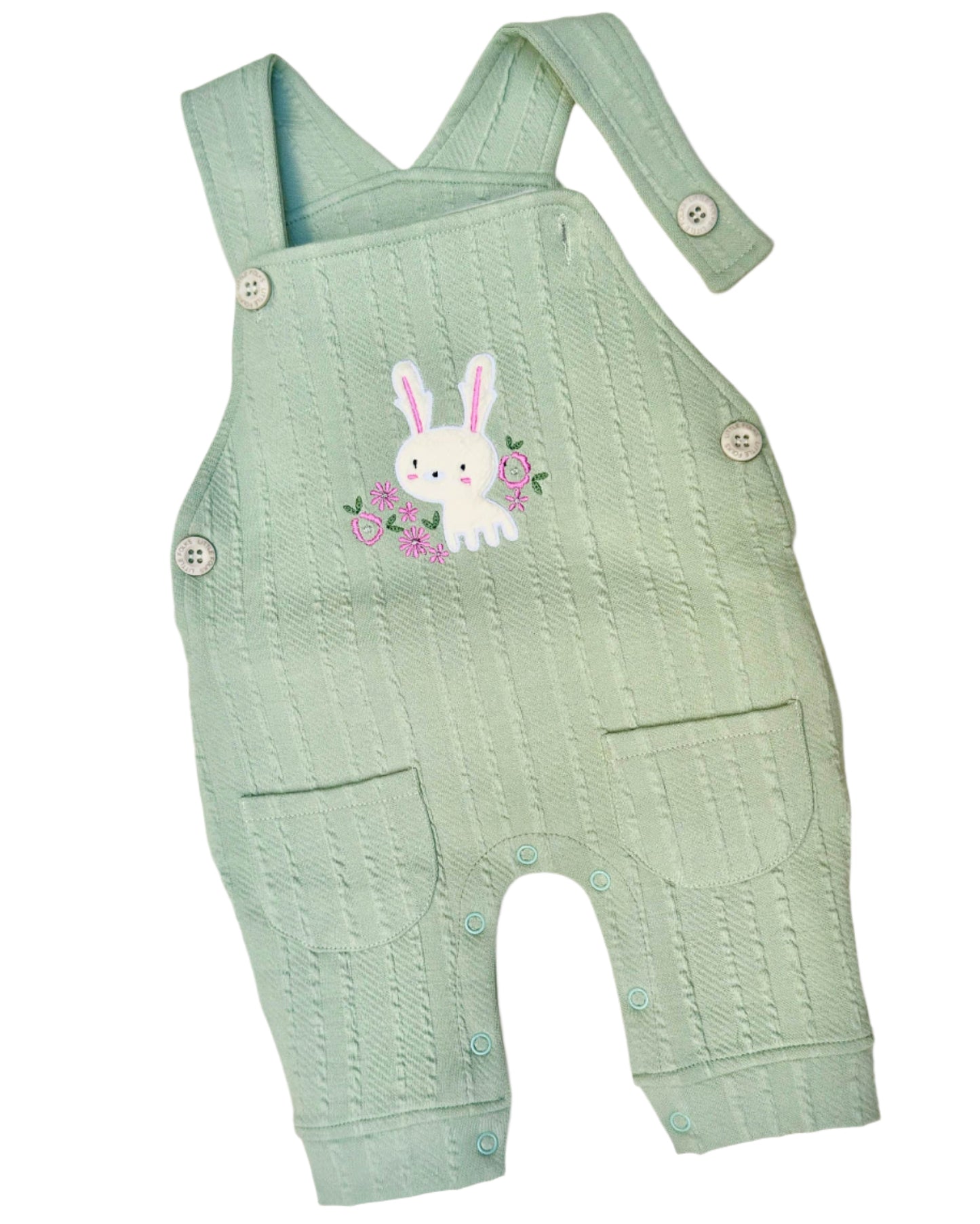 Knitted Printed T-Shirt With Dungaree Applique Embroidery