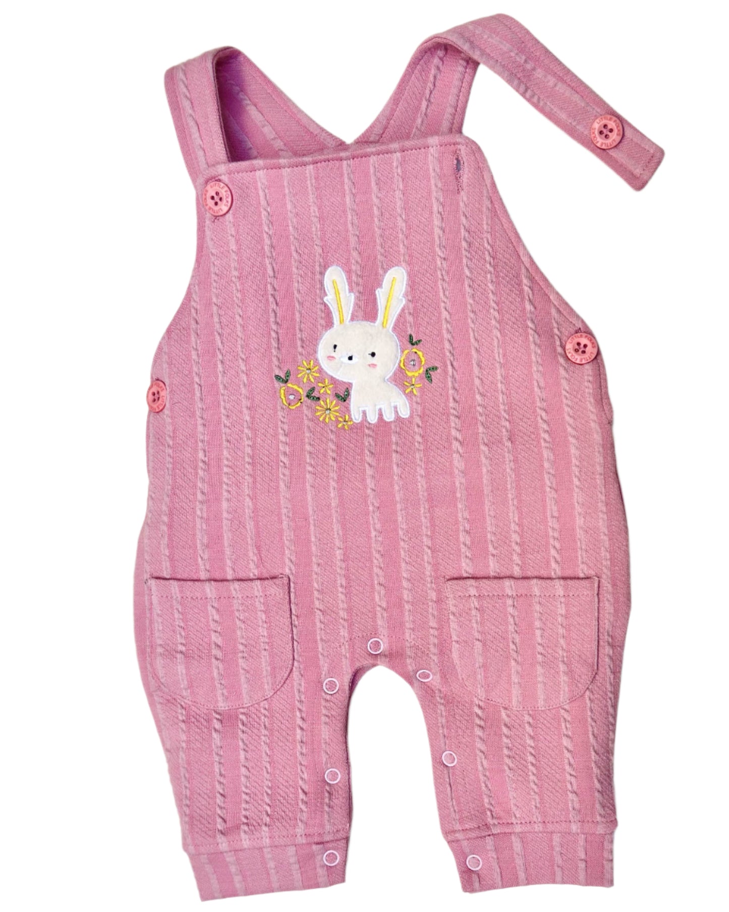 Knitted Printed T-Shirt With Dungaree Applique Embroidery