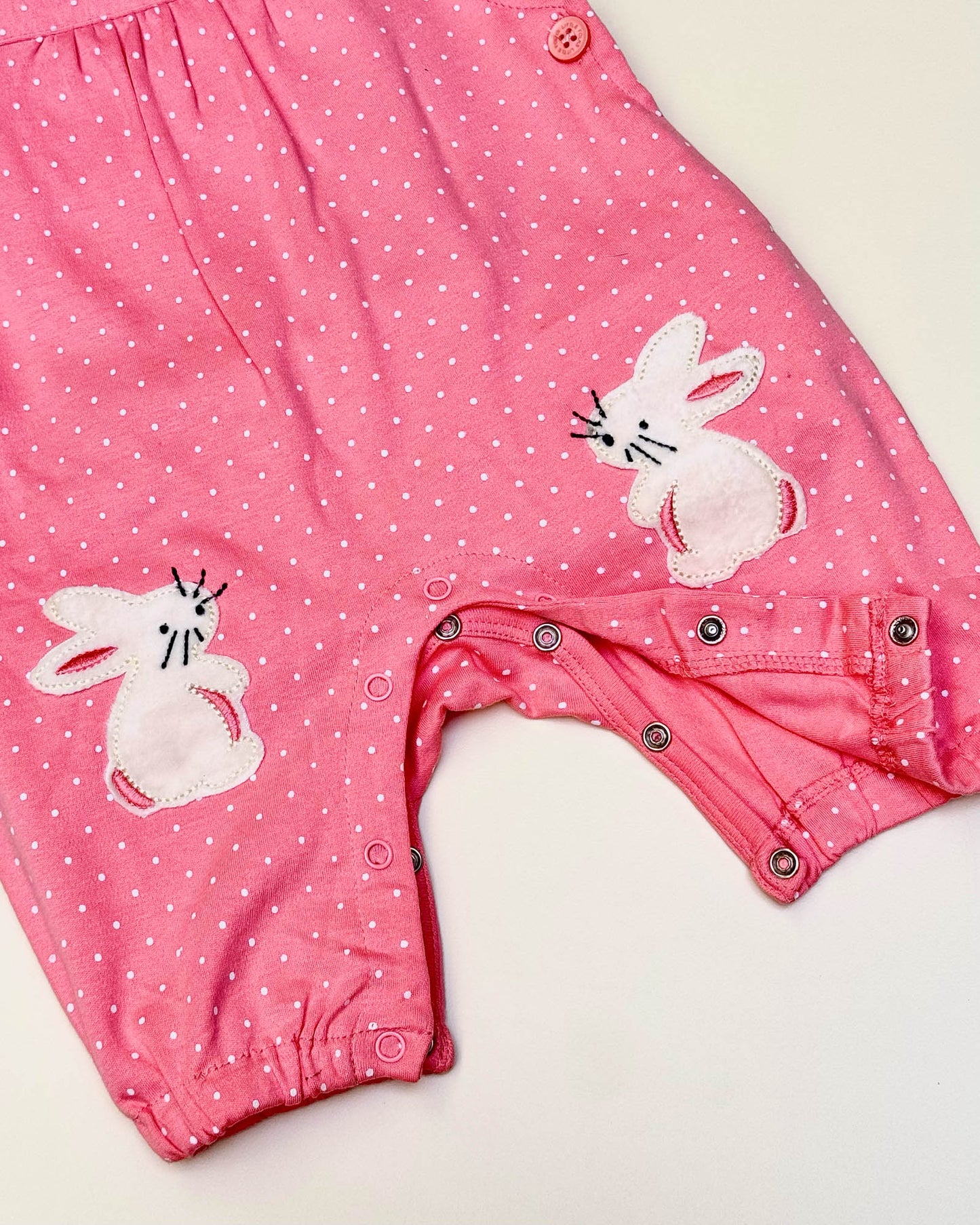 Knitted Printed T-Shirt With Bunny Applique Dungaree Embroidery