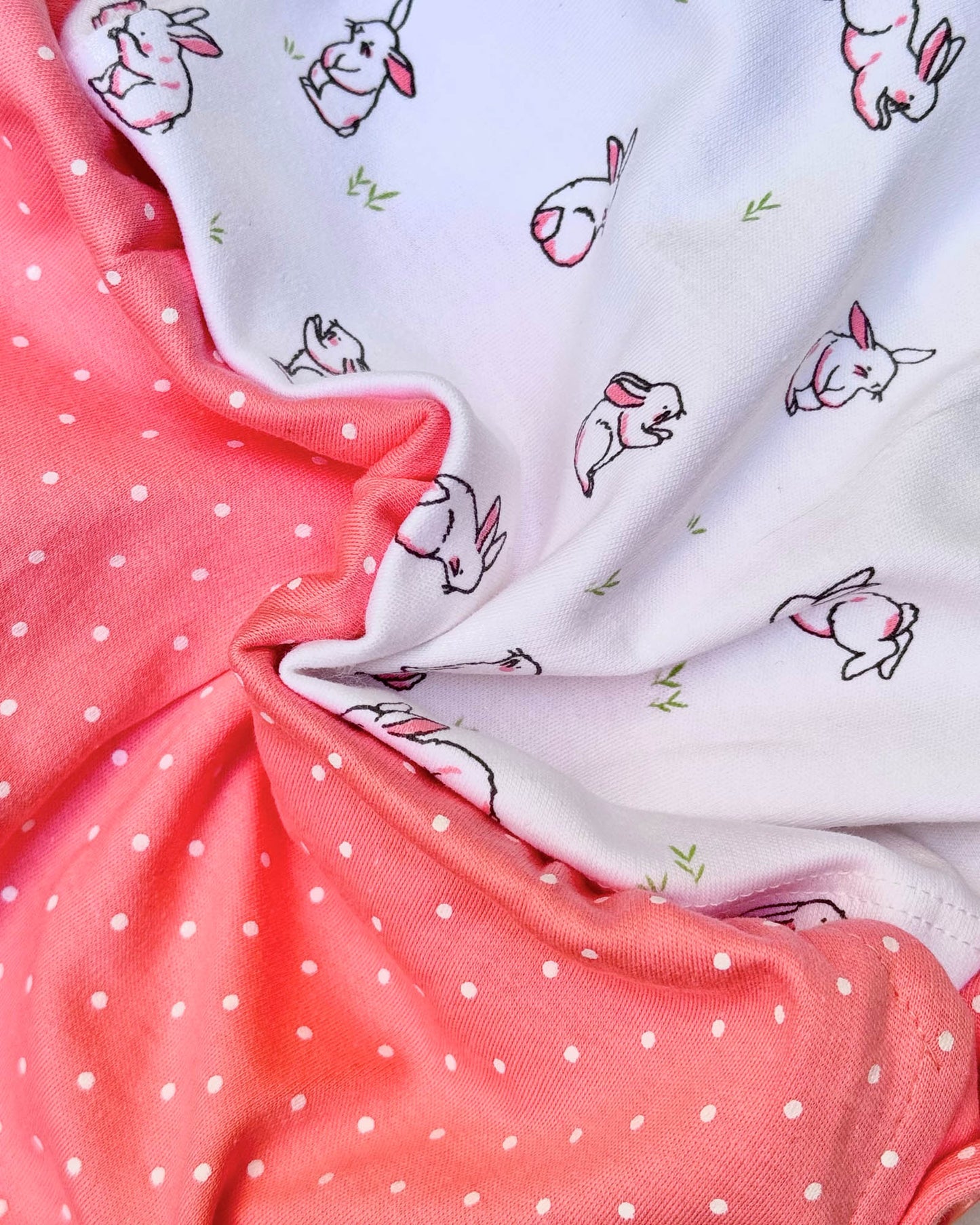 Knitted Printed T-Shirt With Bunny Applique Dungaree Embroidery