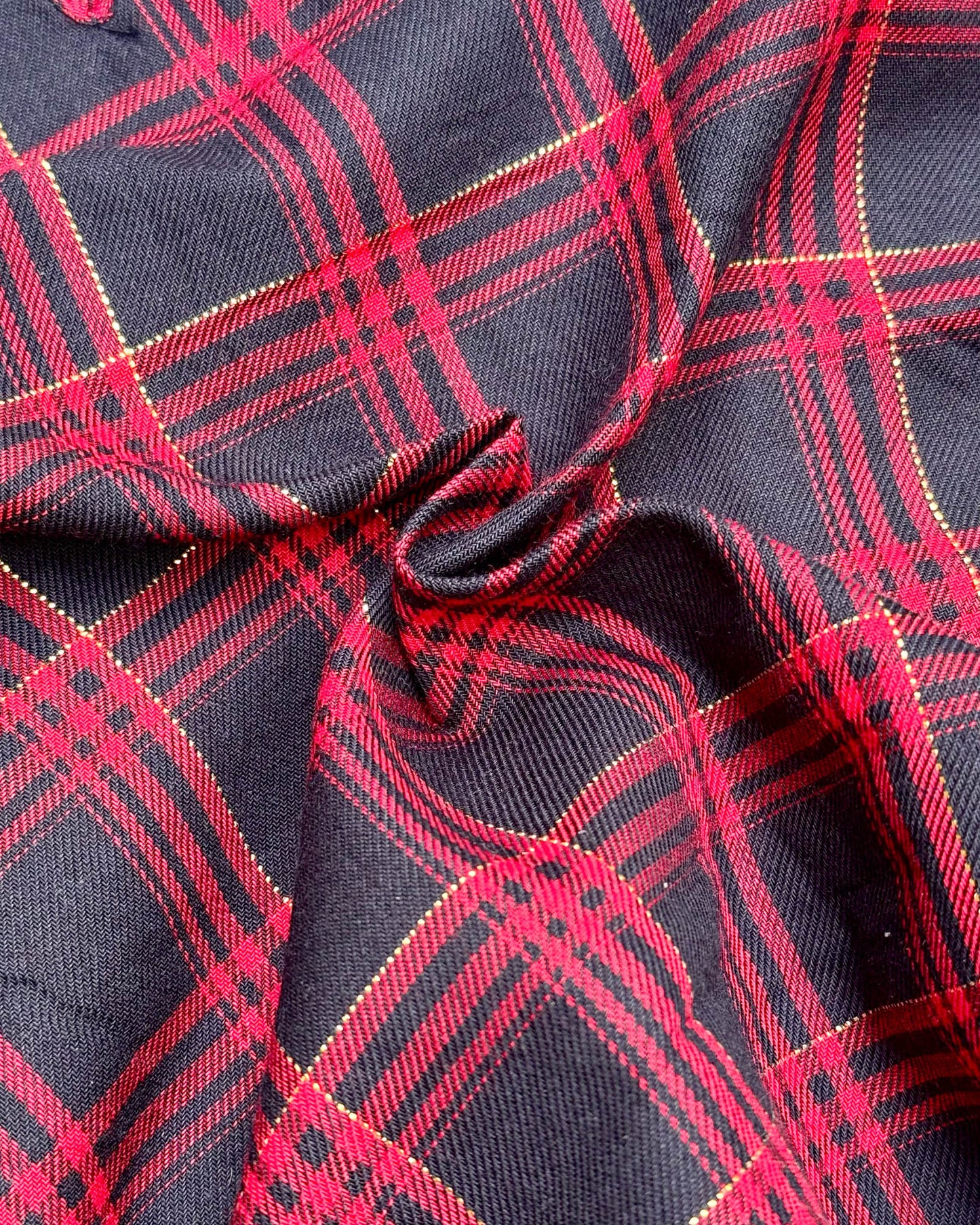 Full Sleeves Red Check Frock With Smocking