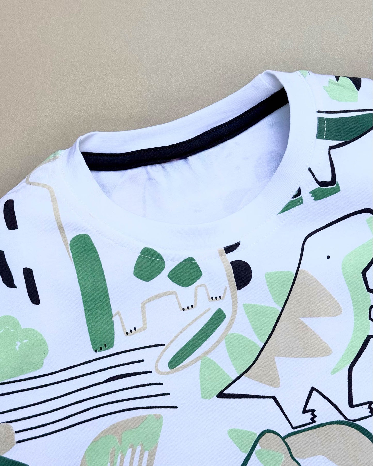 Dino Toon Print T-Shirt & Shorts Co-Ord Set