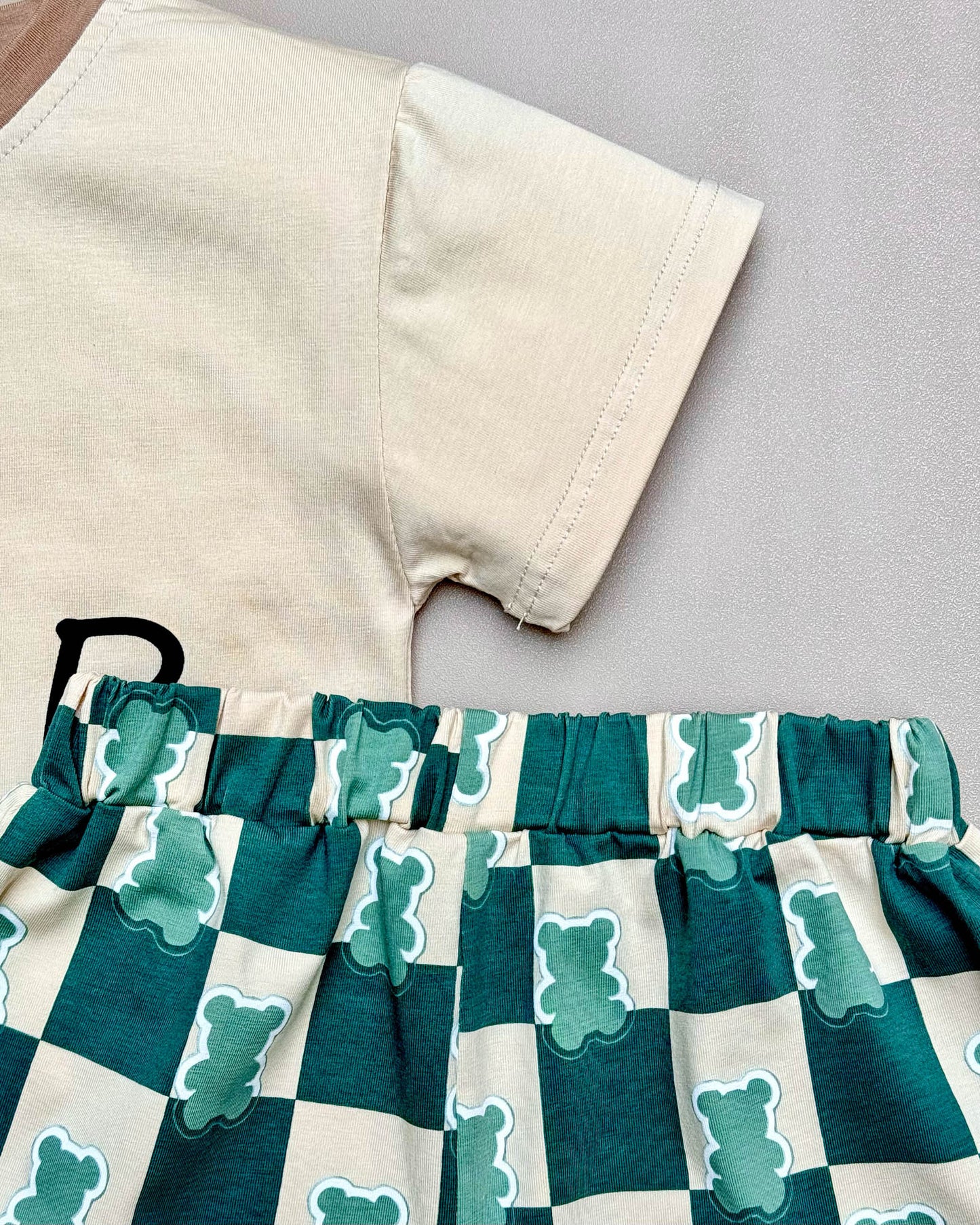 Bear Printed T-Shirt & Shorts Co-Ord Set