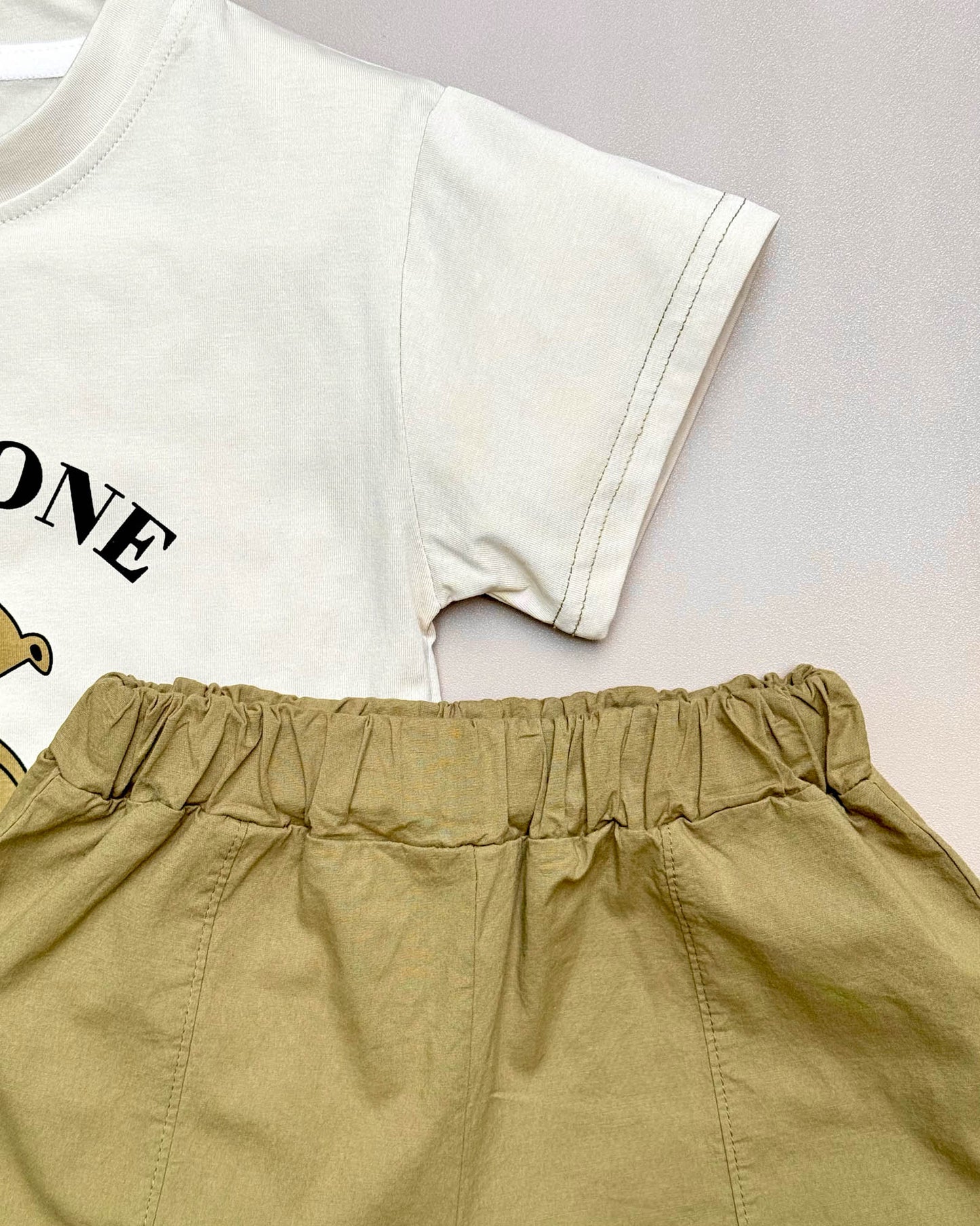Mr.Bean Teddy Applique T-Shirt & Shorts Co-Ord Set