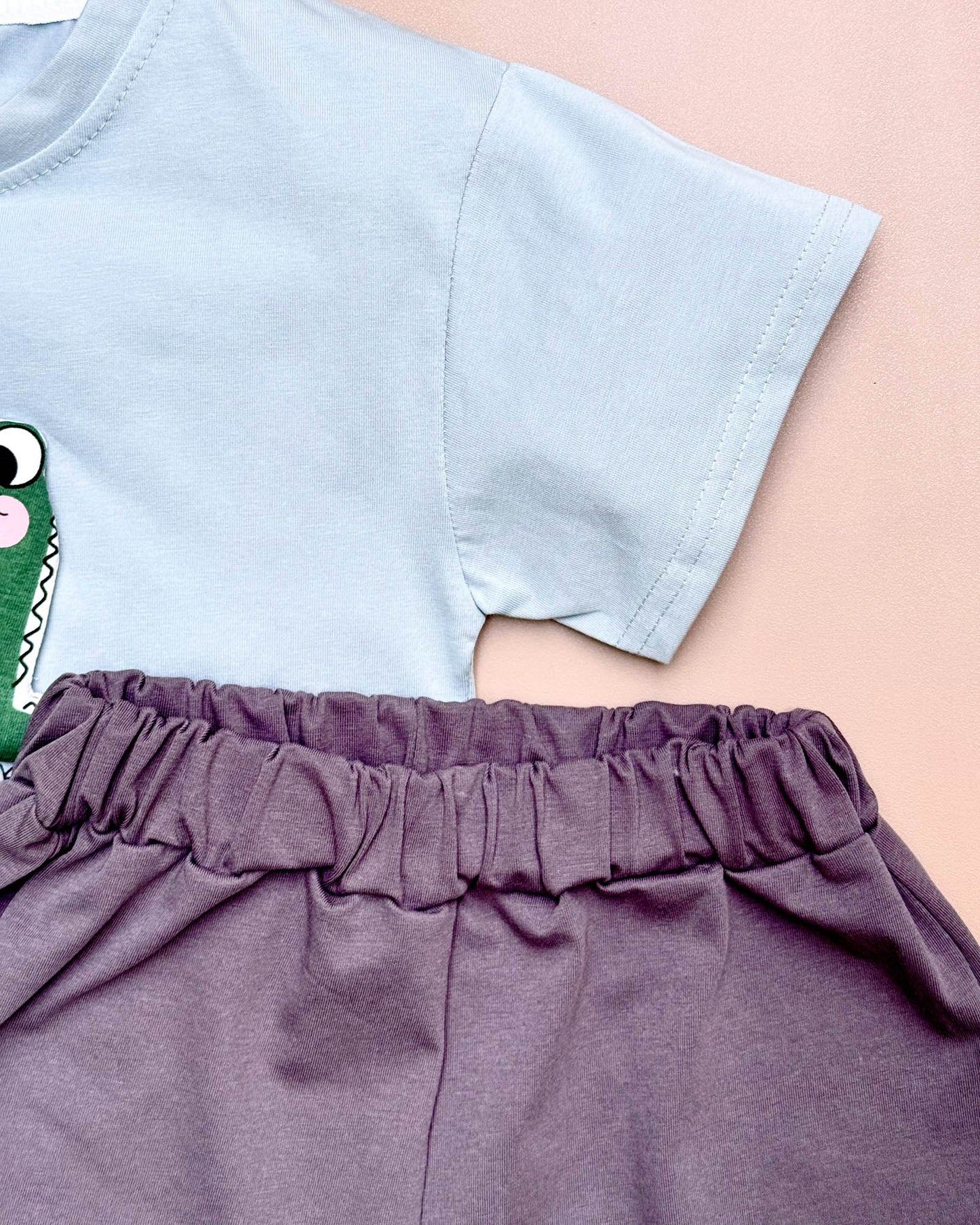 Croco Applique T-Shirt & Shorts Co-Ord Set