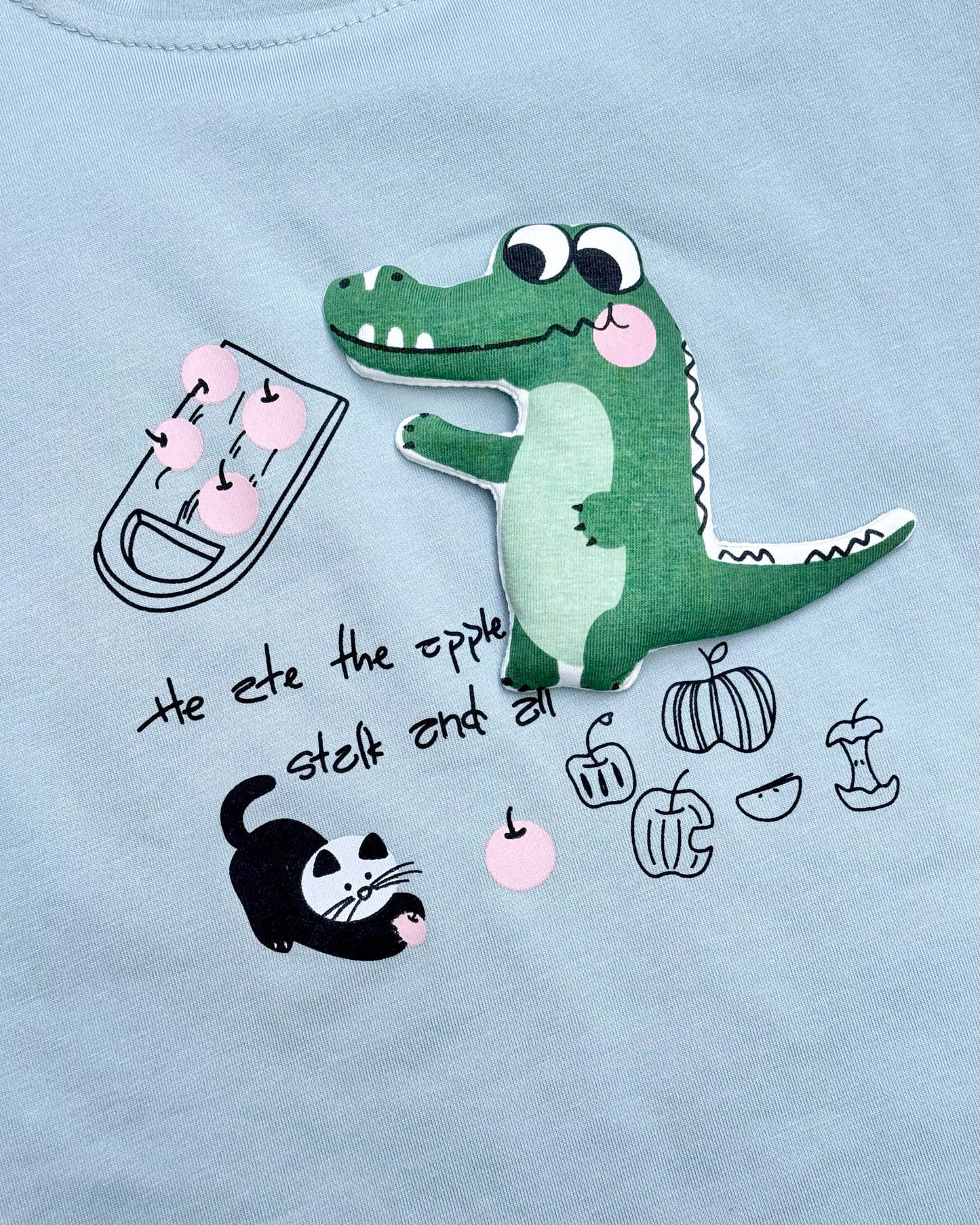 Croco Applique T-Shirt & Shorts Co-Ord Set