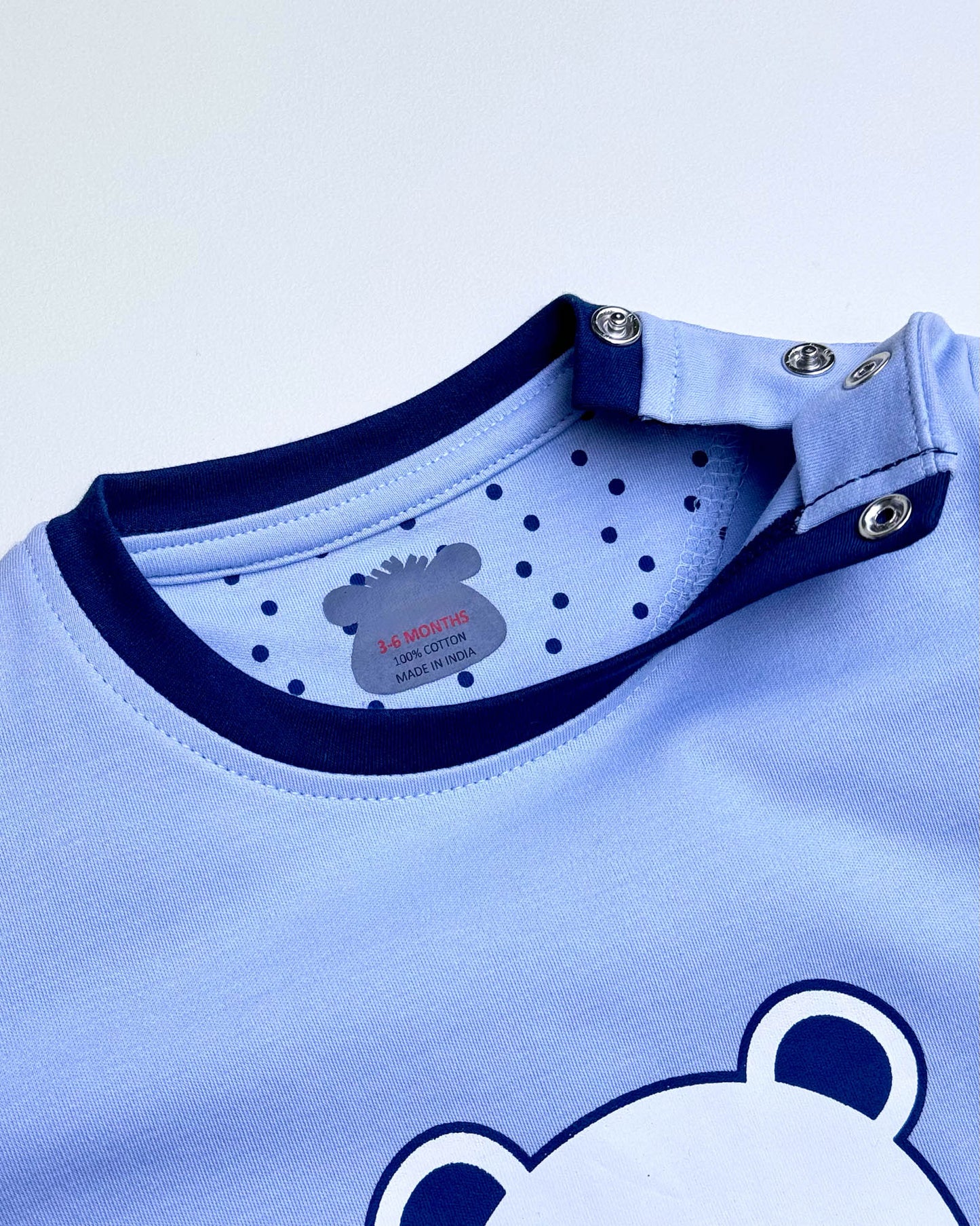 Half Sleeves Teddy Face Printed Romper