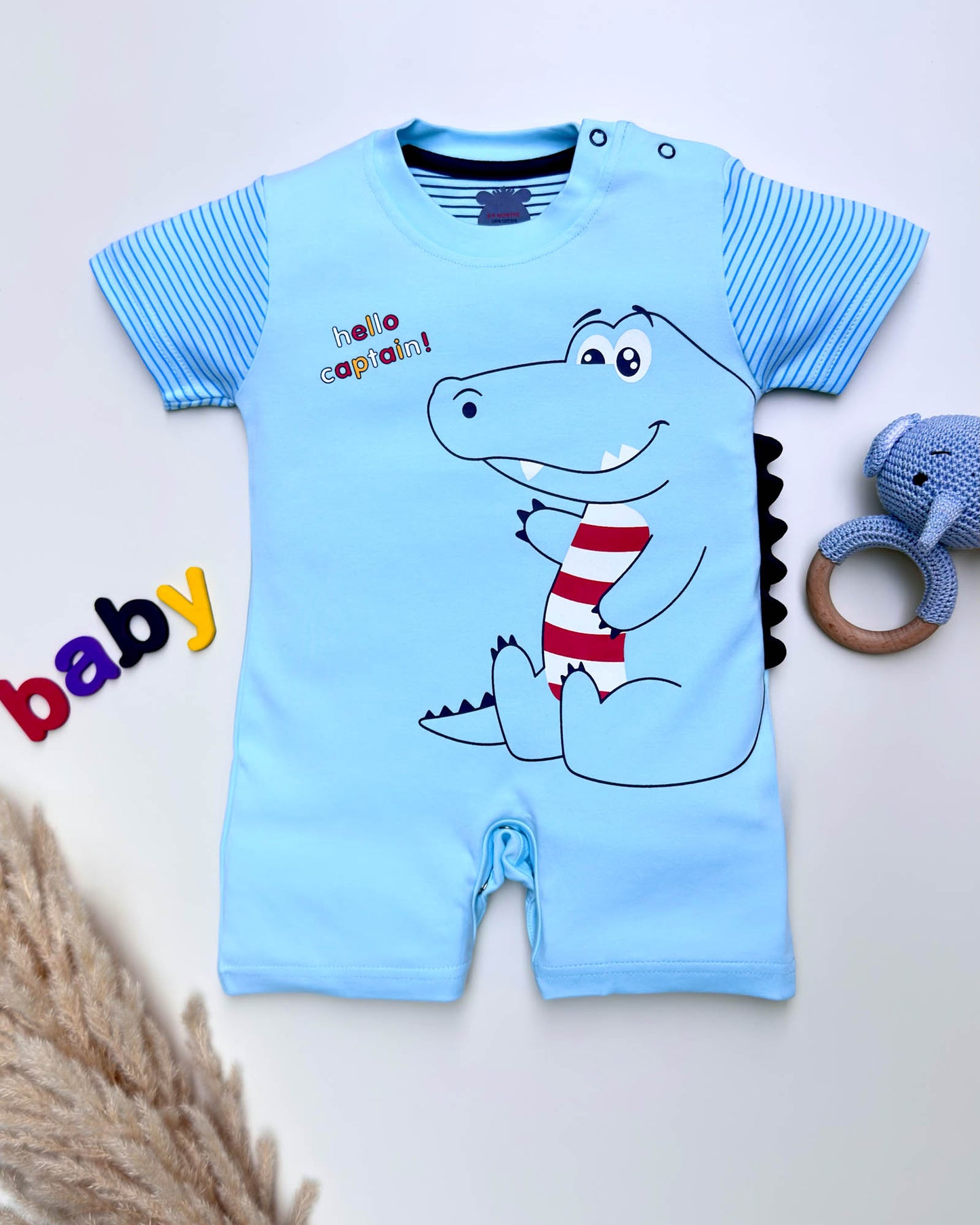 Half Sleeves Baby Croco Printed Romper