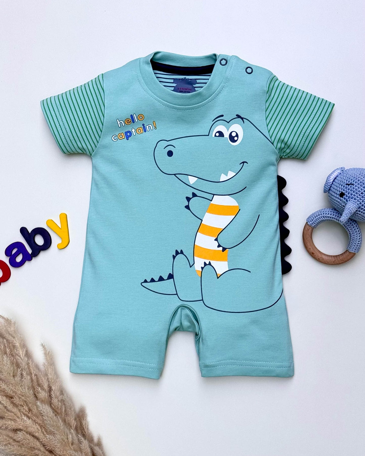 Half Sleeves Baby Croco Printed Romper