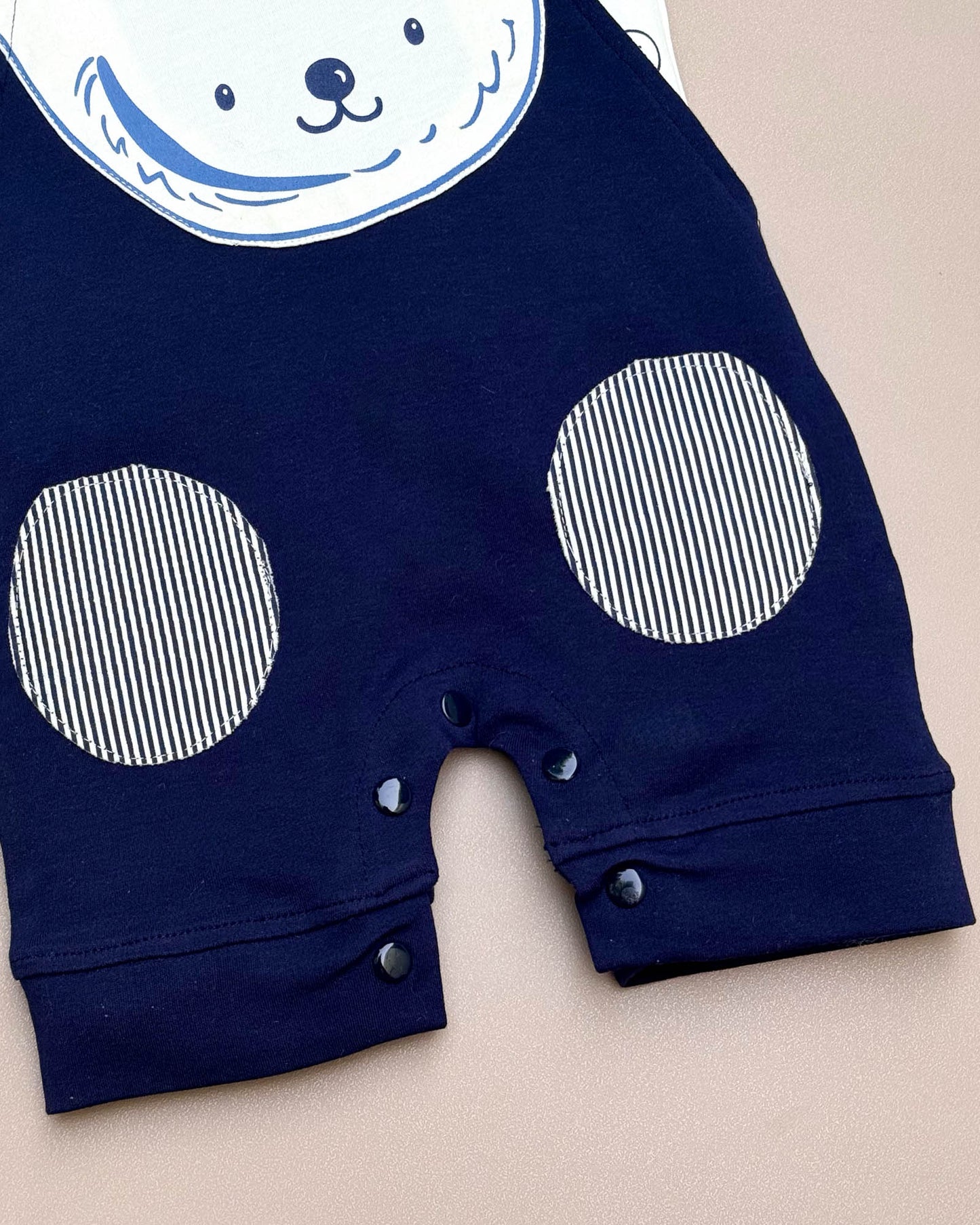 Printed Bear Dungaree Romper Set