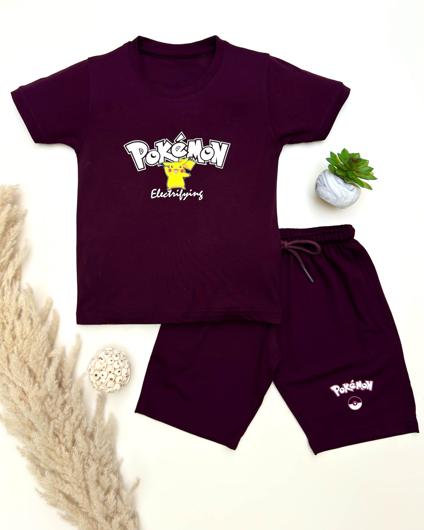 Pokemon Printed Shorts T-Shirt Co-Ord Set