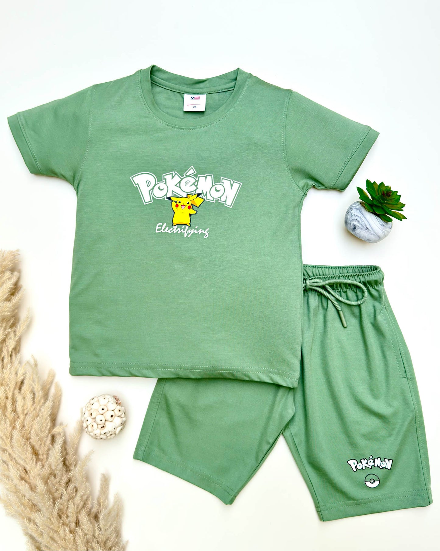 Pokemon Printed Shorts T-Shirt Co-Ord Set