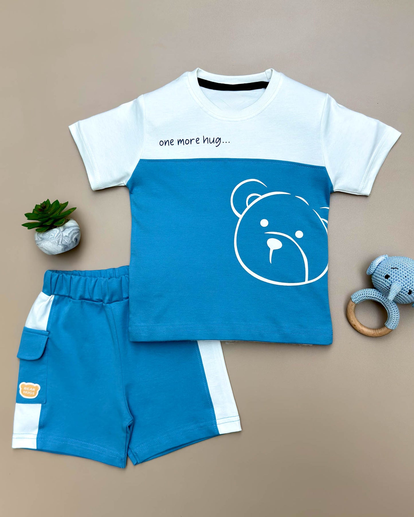 One More Hug Print T-Shirt & Shorts Co-Ord Set