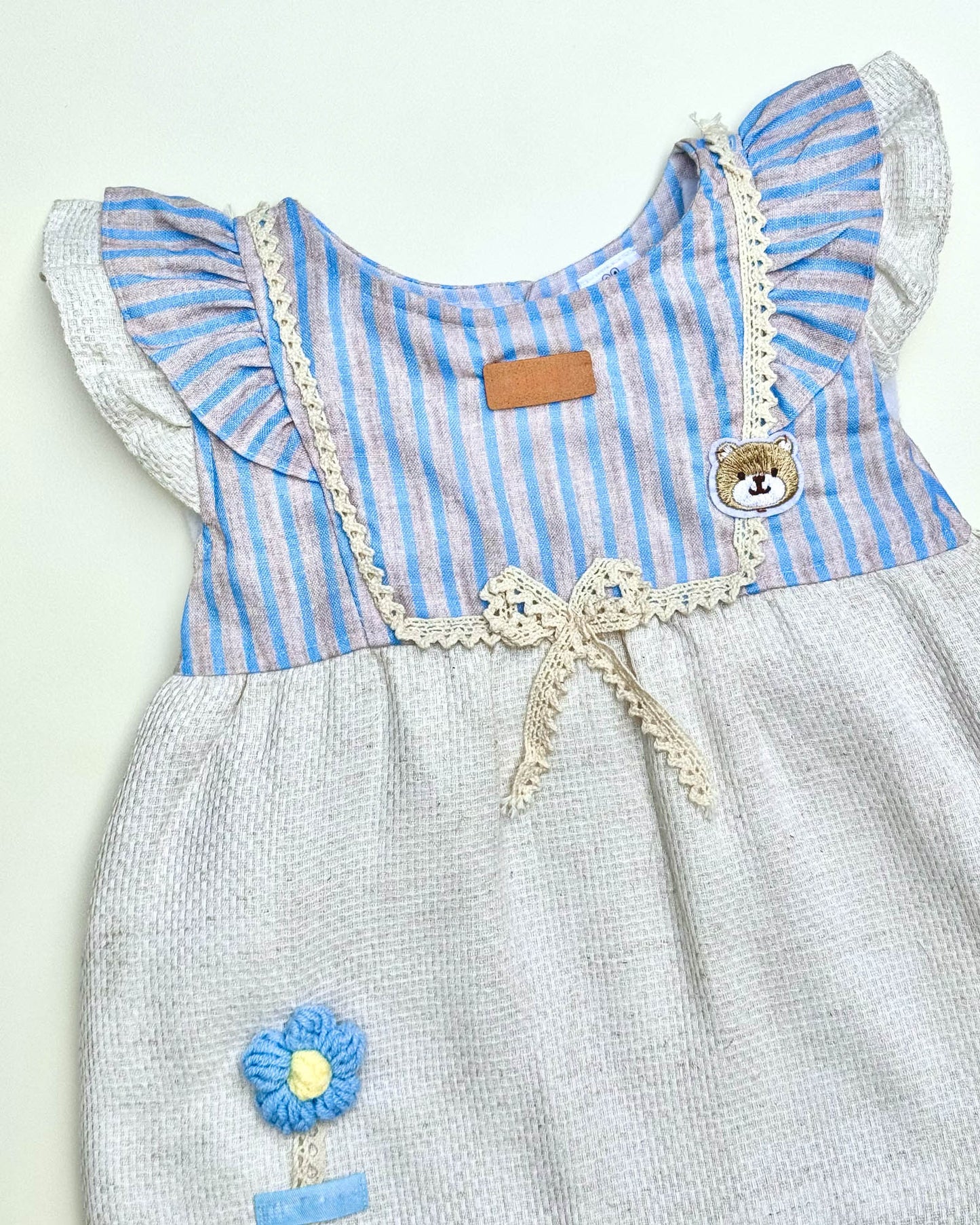 Stripe Cotton Casual Dress With Bloomer