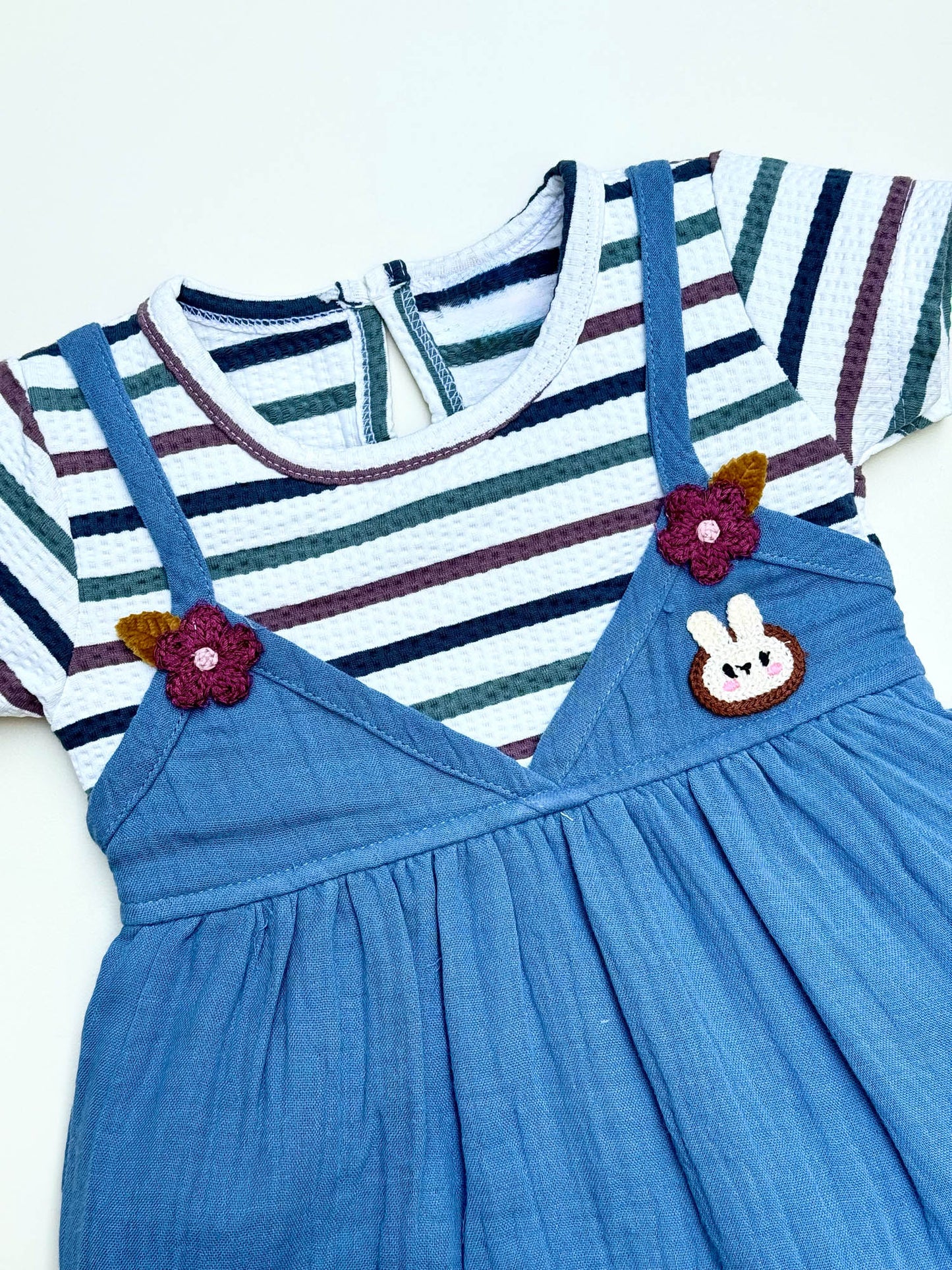 Crinkled Textured Cotton Casual Dress With Bloomer