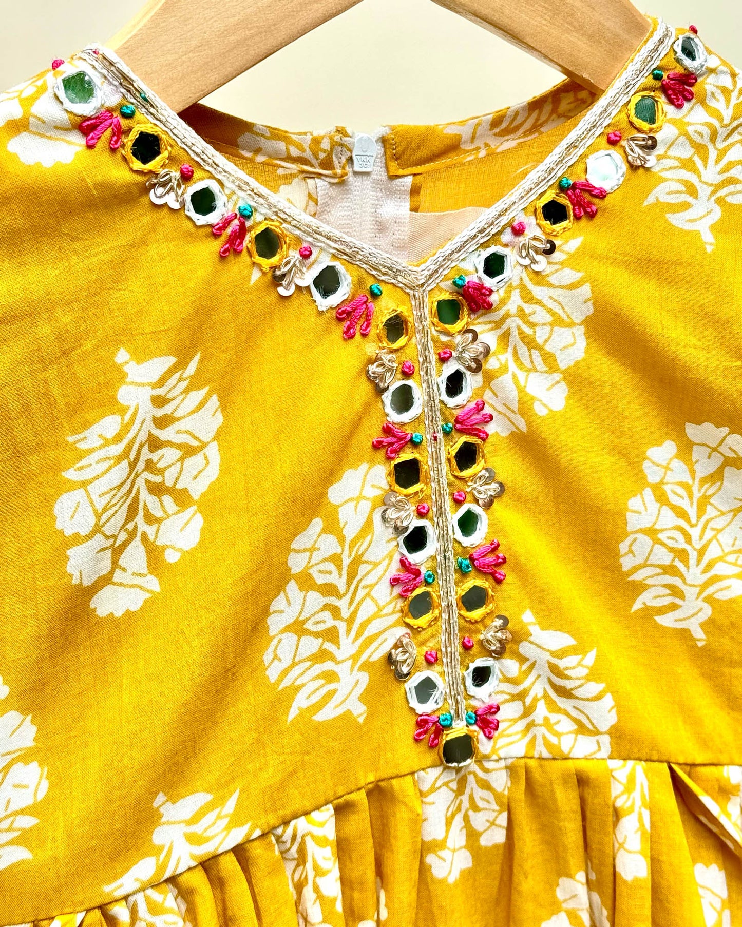 Traditional Printed Dhoti Salwae 2 Pec Set - Mustard