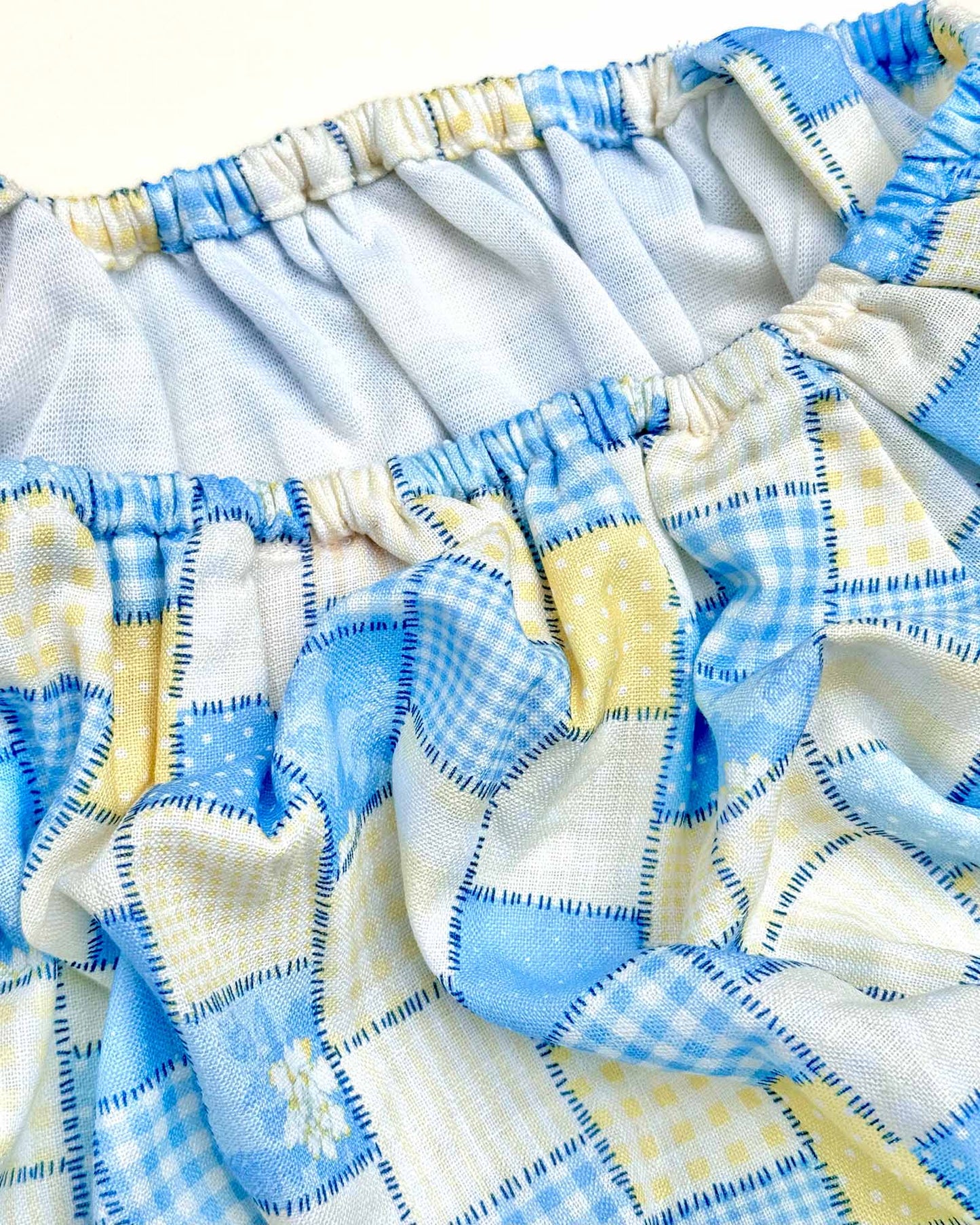 Girls Check Print Blouse and Shorts Set Dress - Yellow & Blue Check
