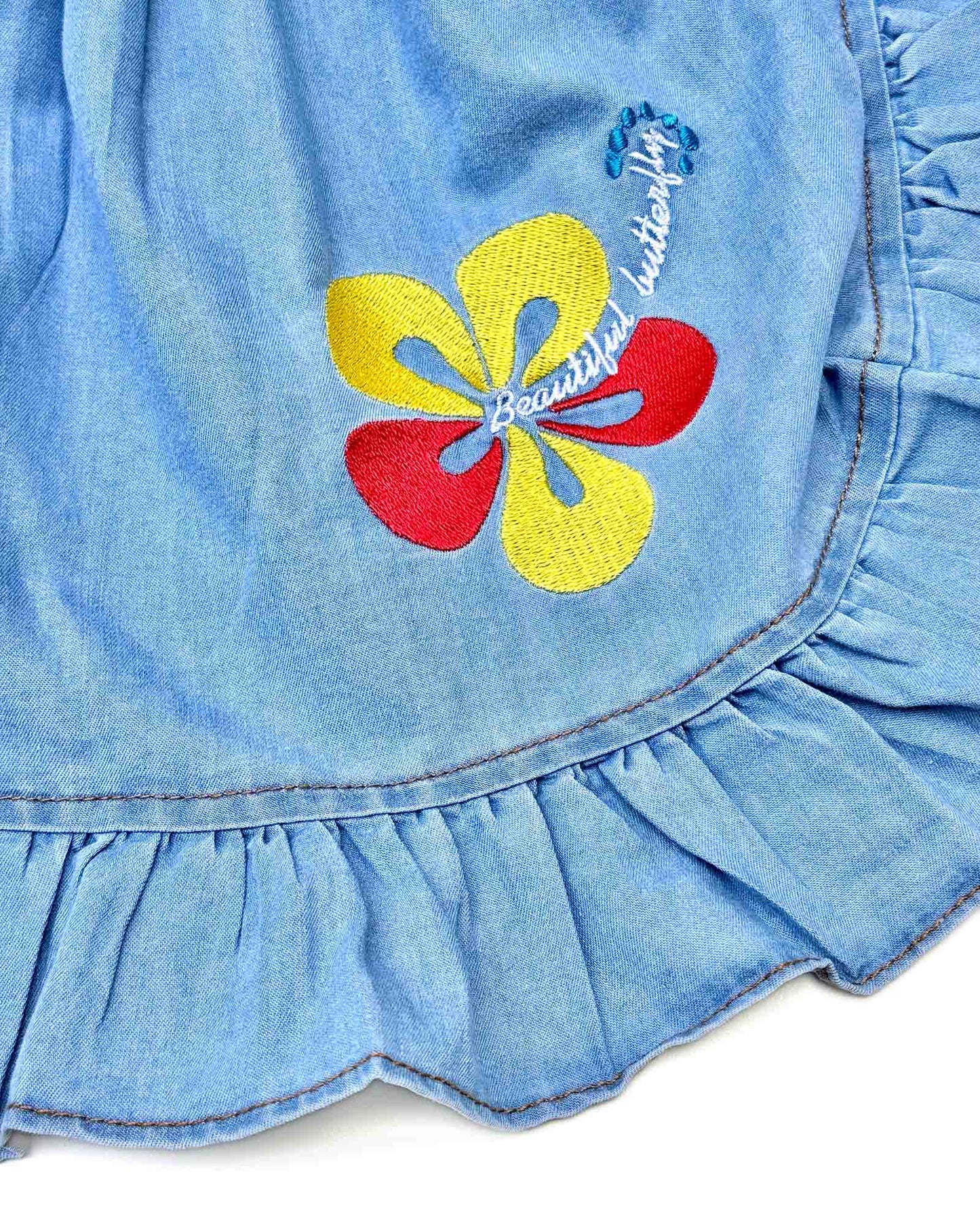 Flower Embroidered Denim Casual Dress