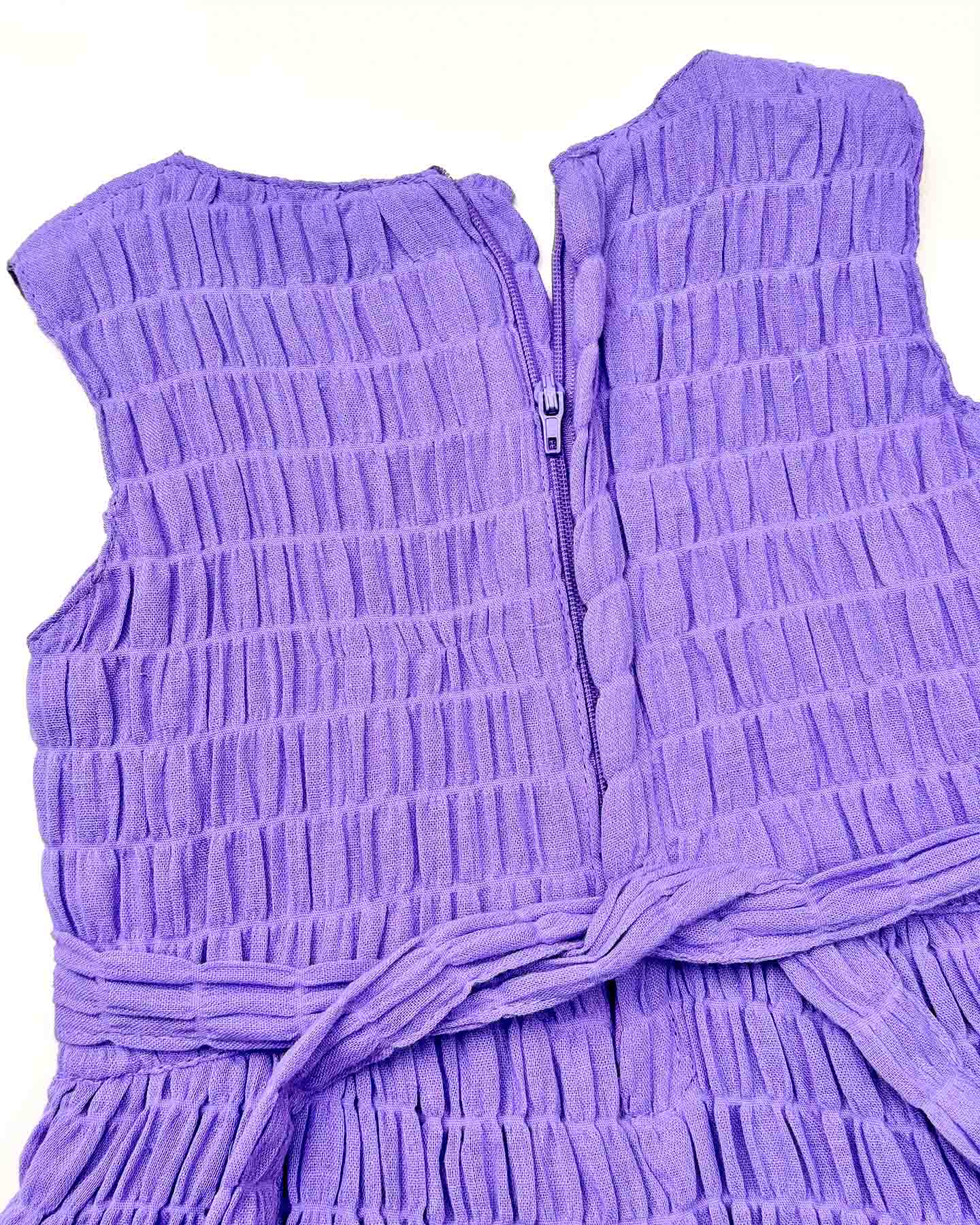 Crinkled Frock with Butterfly Button & Belt Detail