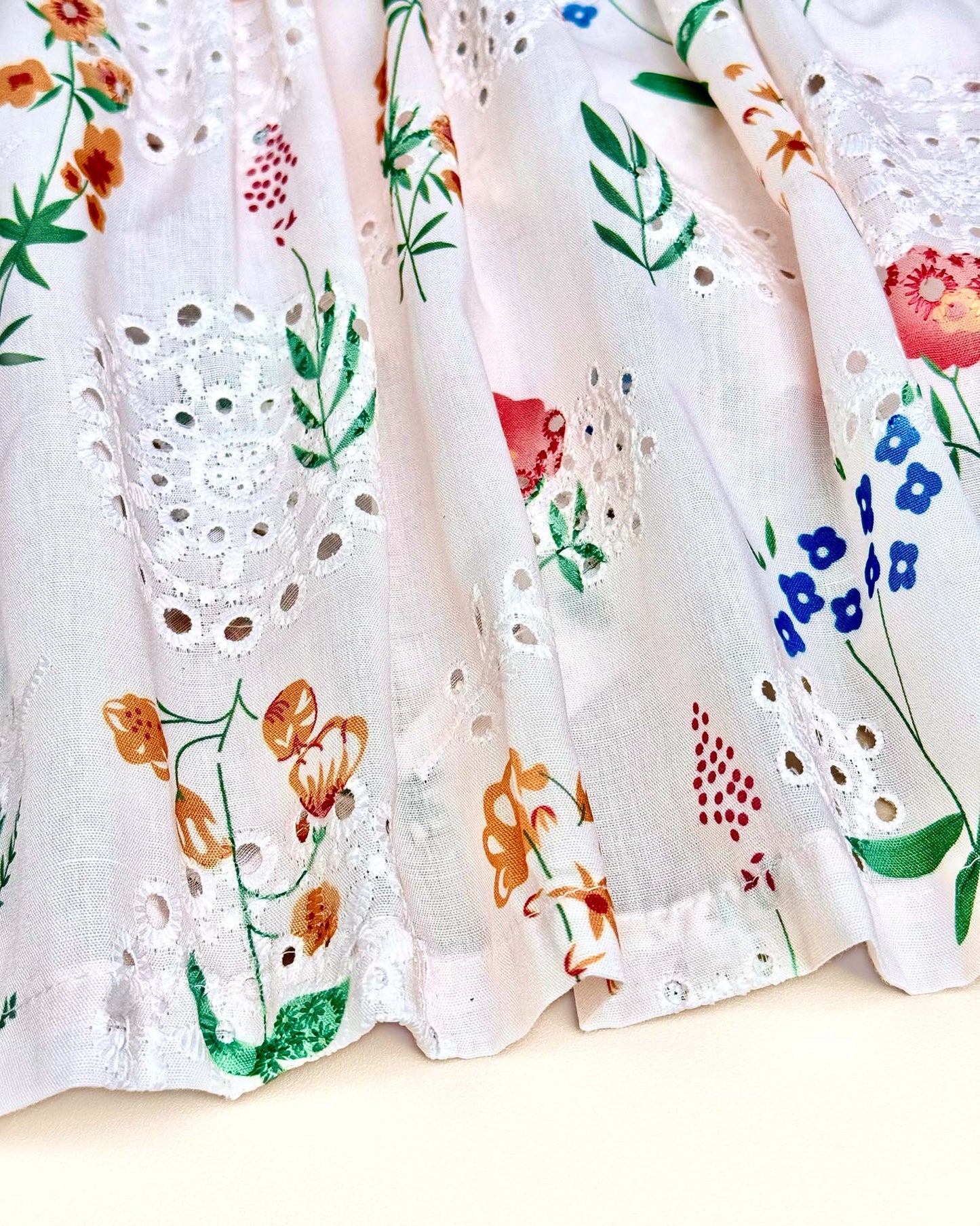 Girls Floral Print Chikankari Casual Dress