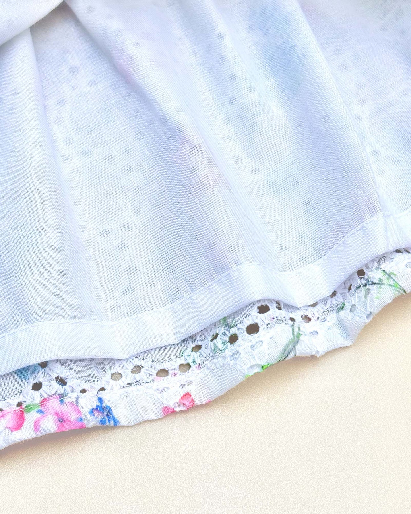 Vintage Flower Print Chikankari Cotton Dress
