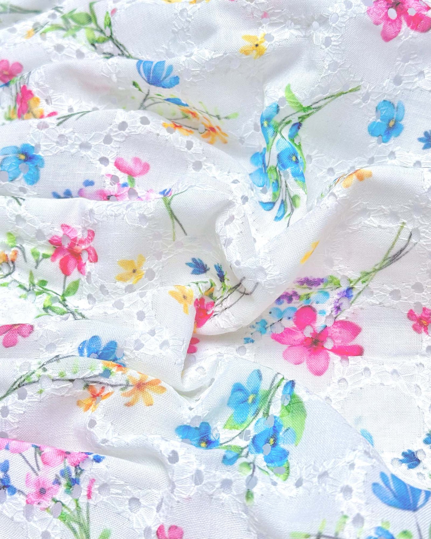 Vintage Flower Print Chikankari Cotton Dress