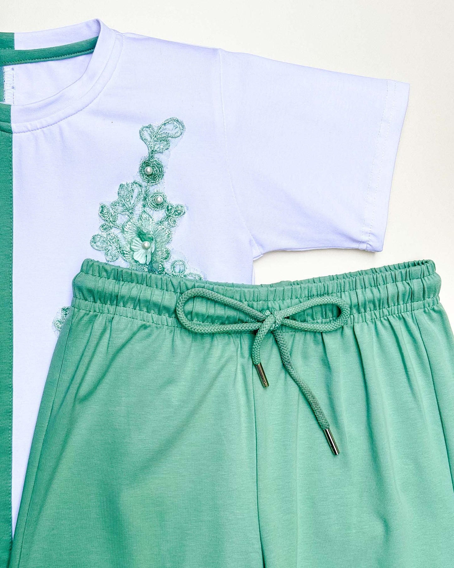 Dual Colour Appliqué Embroidered Co-ord Set