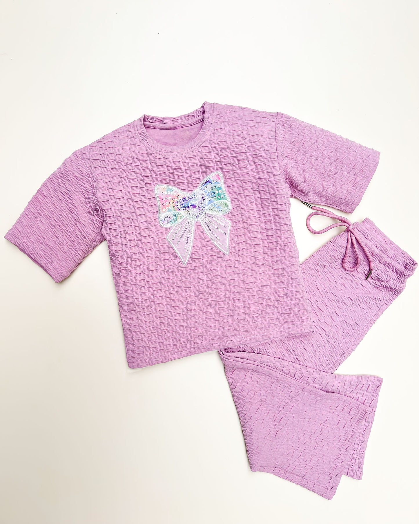 Smocking Texture T-shirt & Palazzo Pants Co-ord Set
