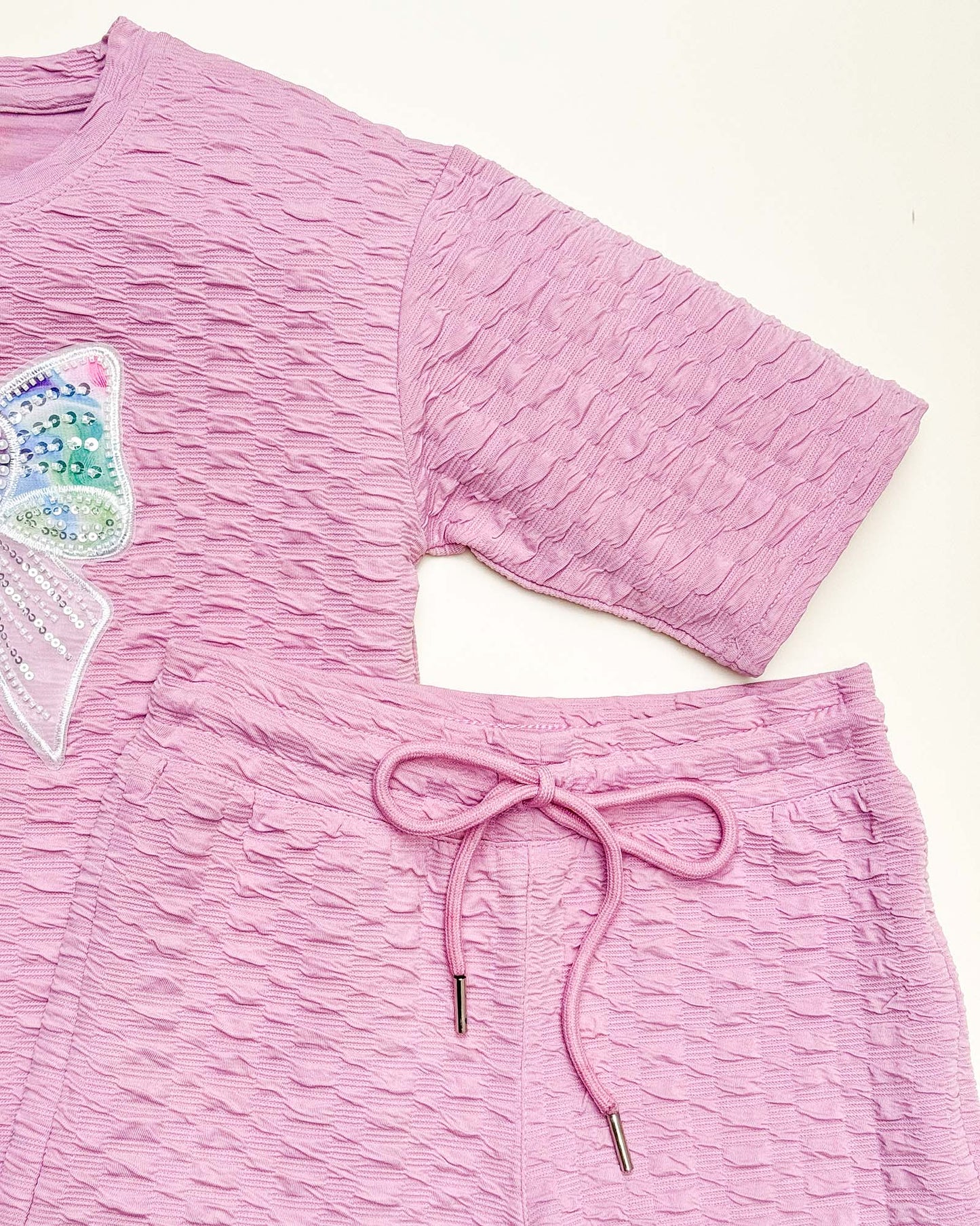 Smocking Texture T-shirt & Palazzo Pants Co-ord Set